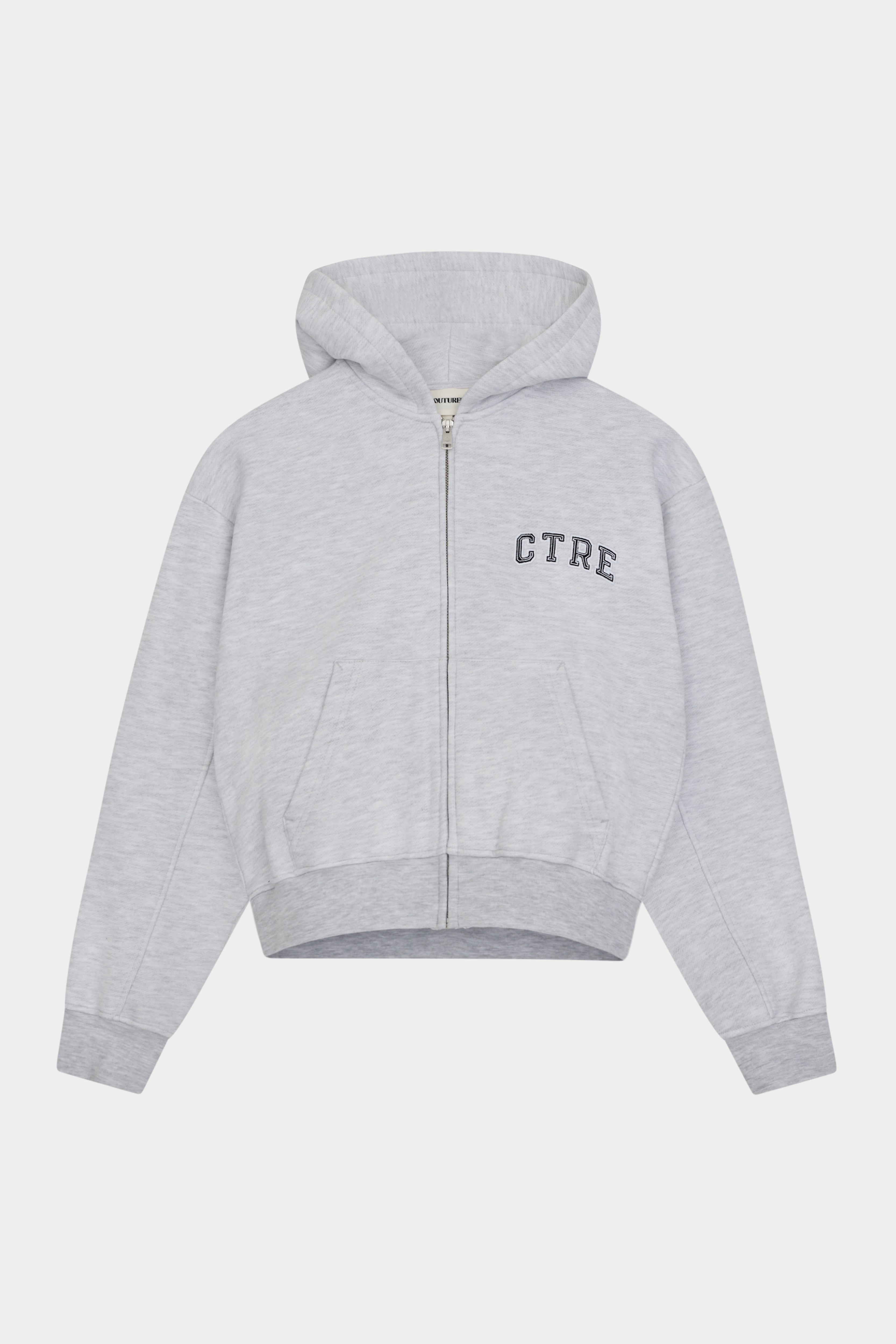 CTRE ZIP THROUGH RELAXED HOODIE - GREY MARL