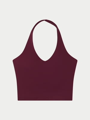 SCULPTING STRETCH HALTERNECK TOP - PLUM