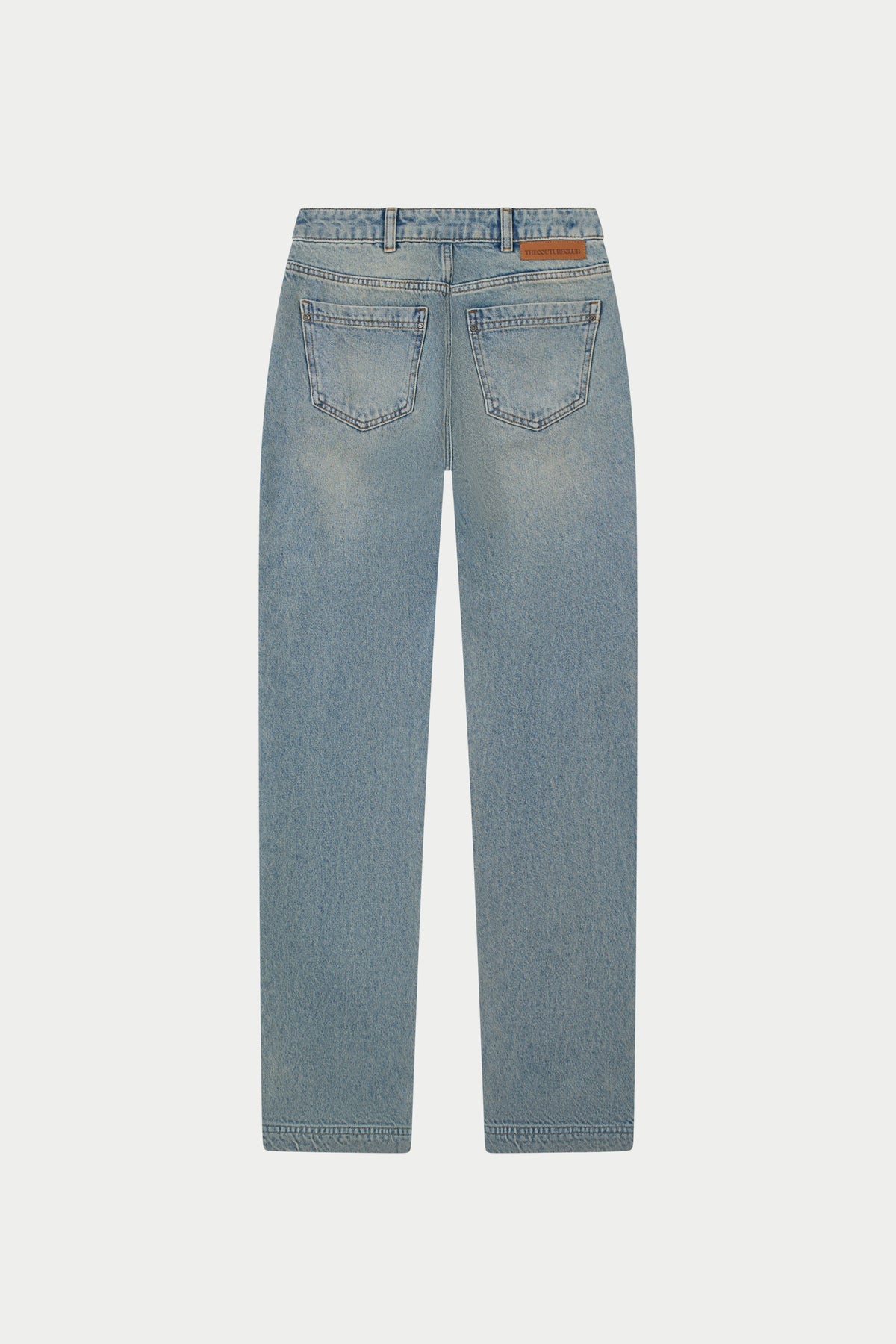 STRAIGHT LEG VINTAGE WASH JEANS - MID BLUE WASH