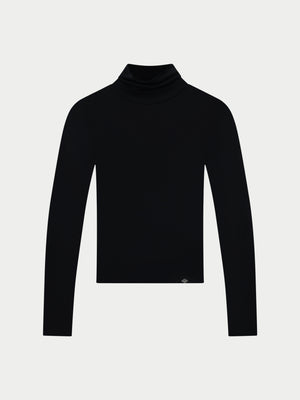 LIGHTWEIGHT ROLL NECK TOP - BLACK