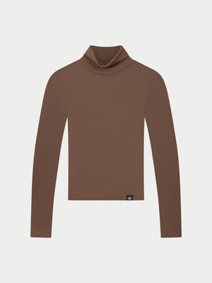 LIGHTWEIGHT ROLL NECK TOP - CHOCOLATE