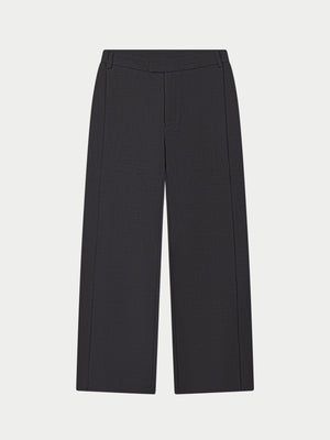 SIDE PLEAT WIDE LEG TAILORED TROUSERS - GREY