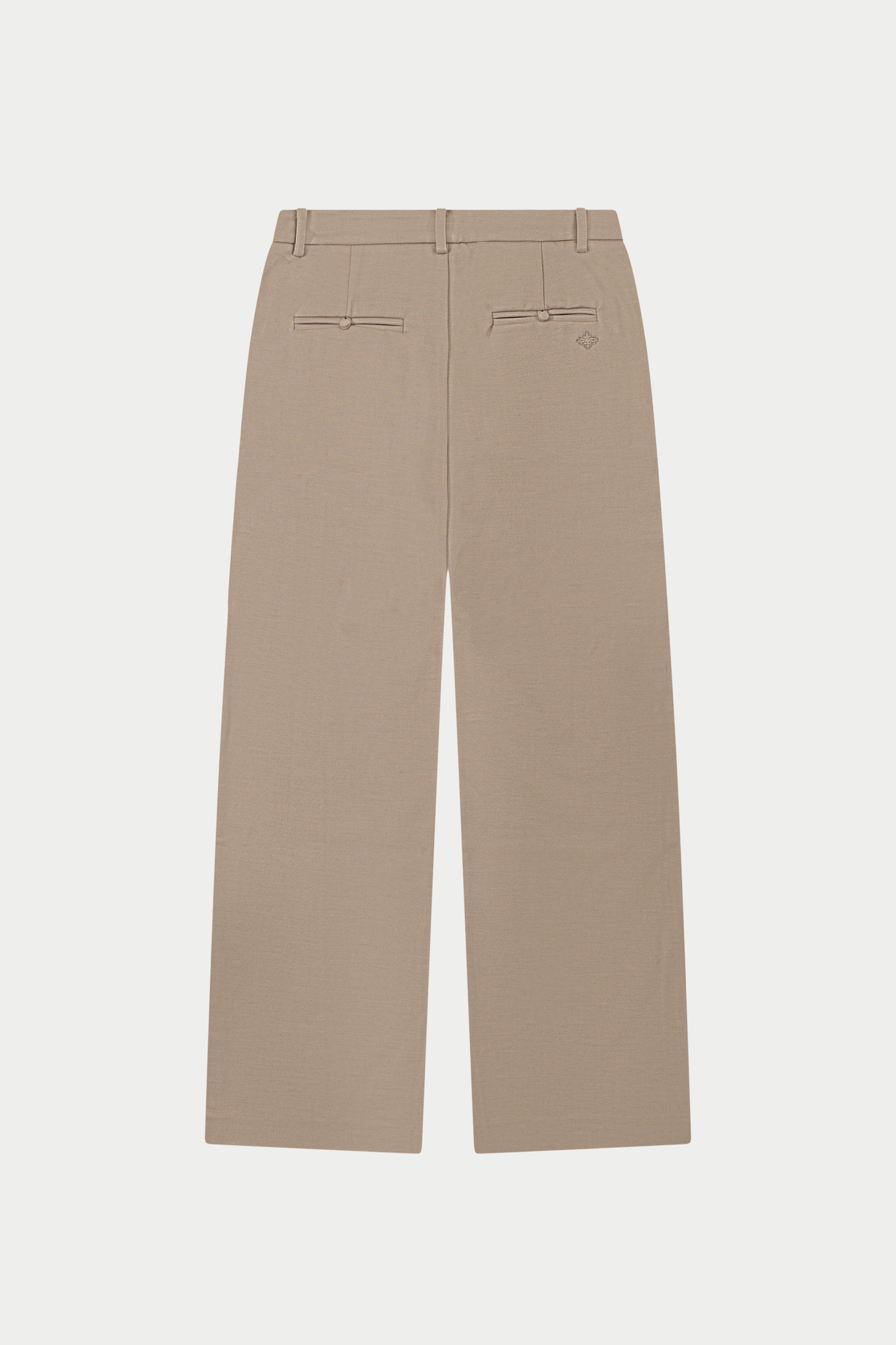 SIDE PLEAT WIDE LEG TAILORED TROUSERS - BEIGE