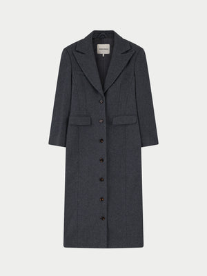 CINCHED WAIST TAILORED COAT - GREY