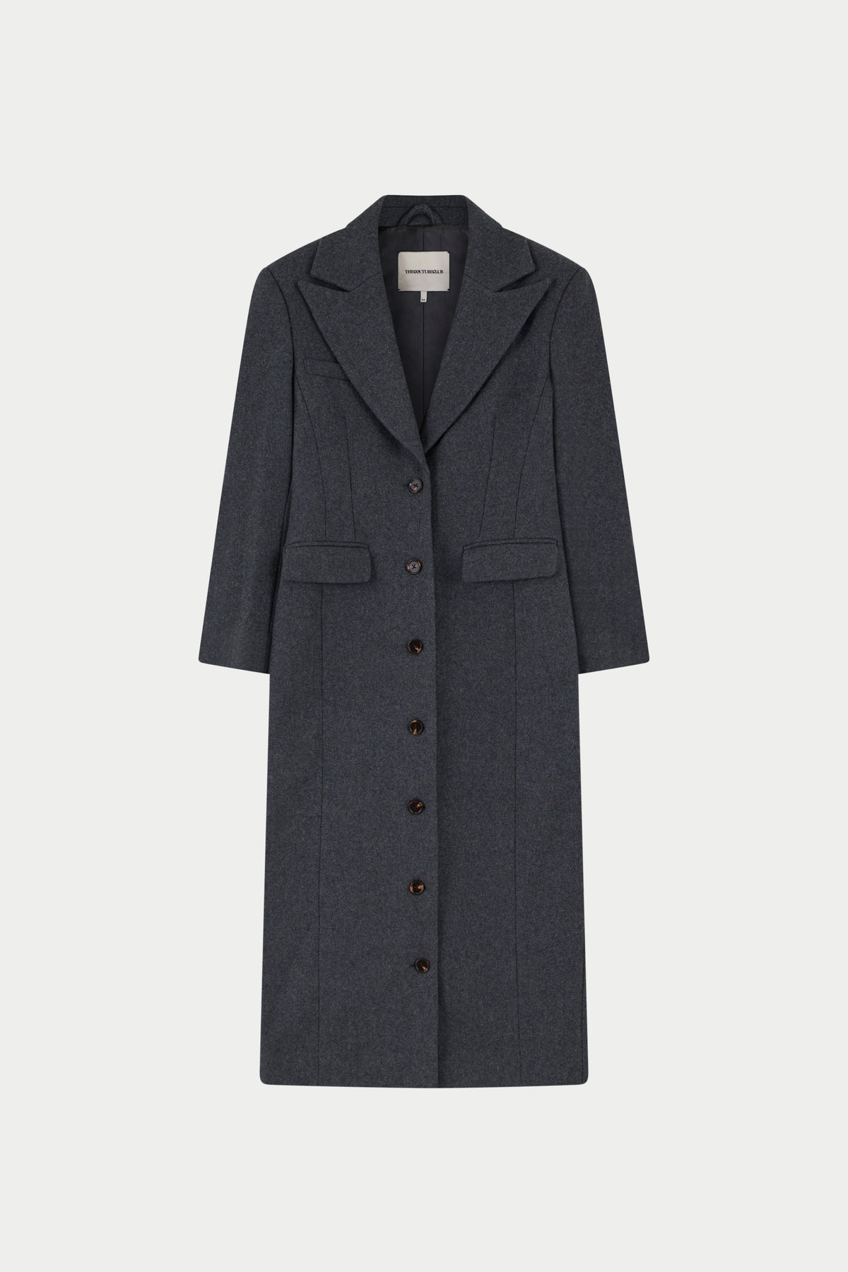 CINCHED WAIST TAILORED COAT - GREY