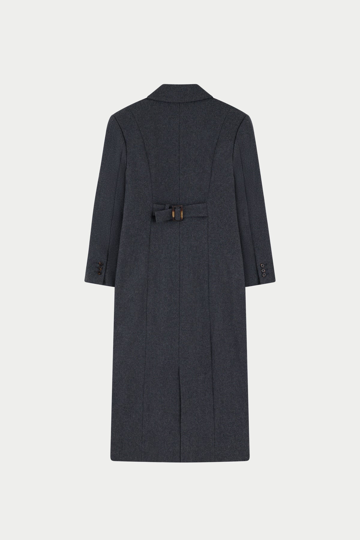 CINCHED WAIST TAILORED COAT - GREY