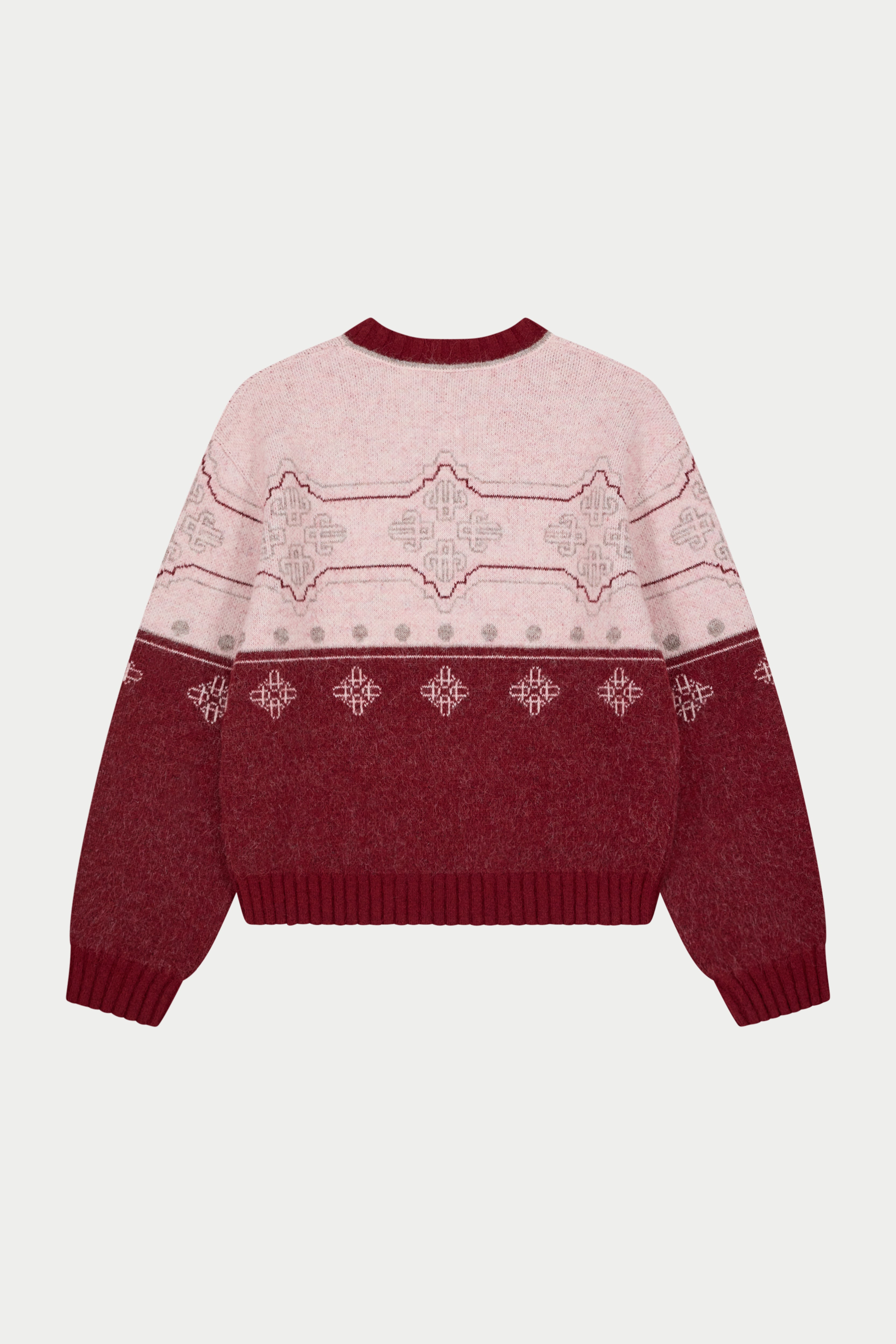 EMBLEM FAIR ISLE KNITTED JUMPER - BURGUNDY