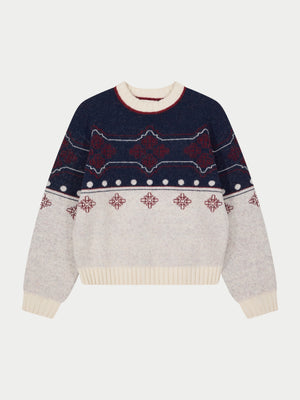 EMBLEM FAIR ISLE KNITTED JUMPER - NAVY