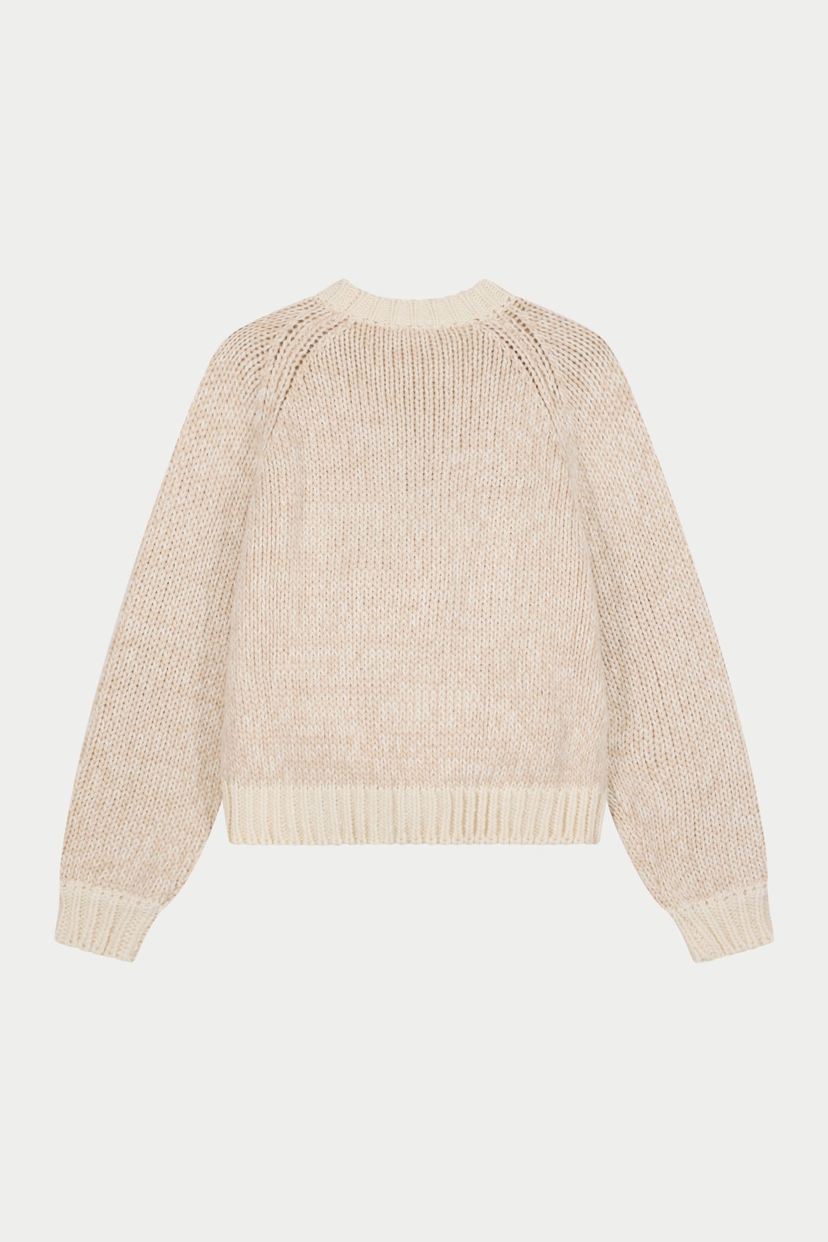 EMBLEM MIXED YARN OVERSIZED KNIT JUMPER - BEIGE