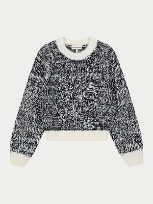 EMBLEM MIXED YARN OVERSIZED KNIT JUMPER - BLACK