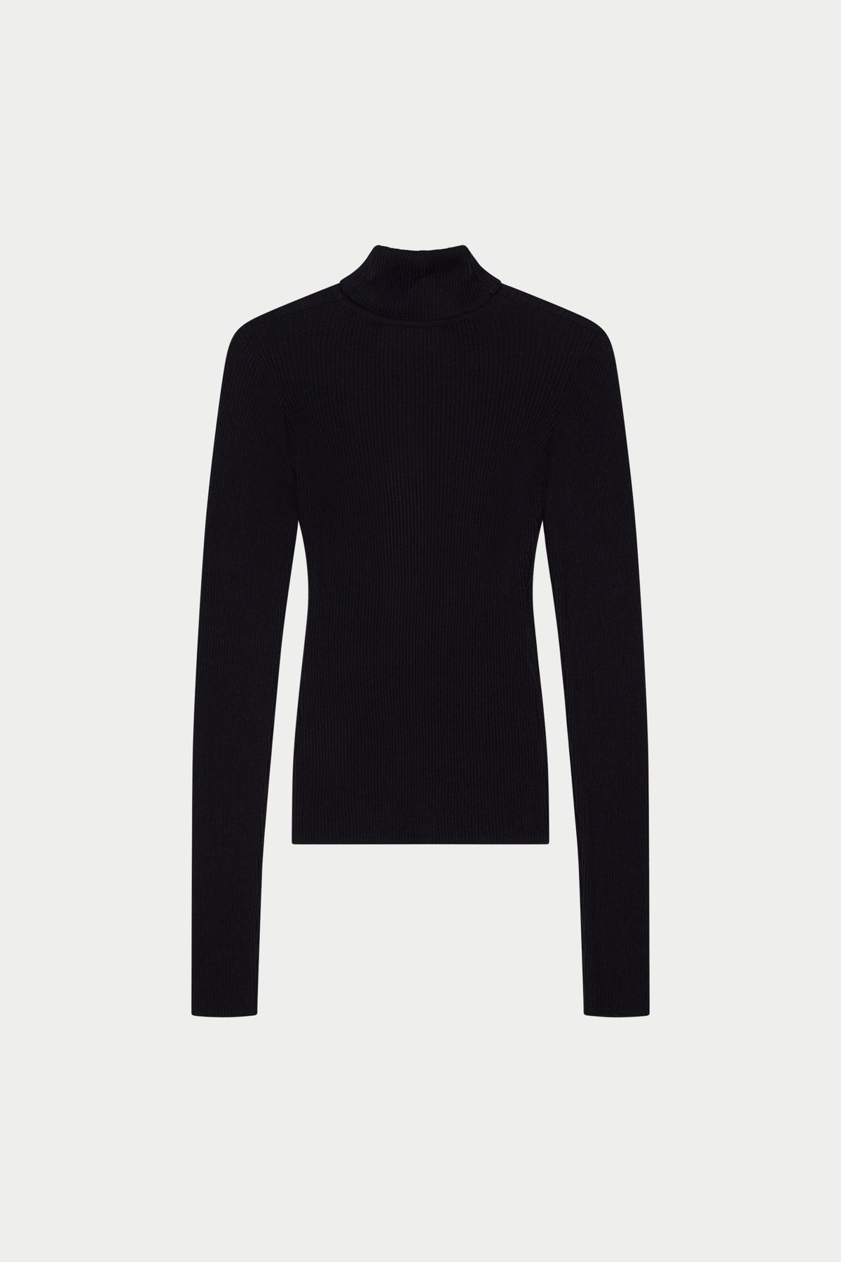 RIBBED ROLL NECK TOP - BLACK