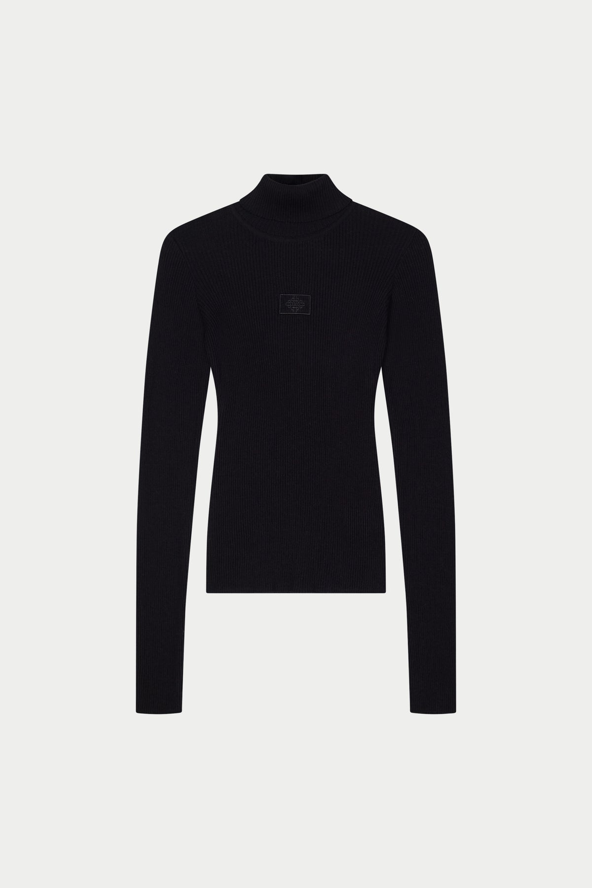 RIBBED ROLL NECK TOP - BLACK