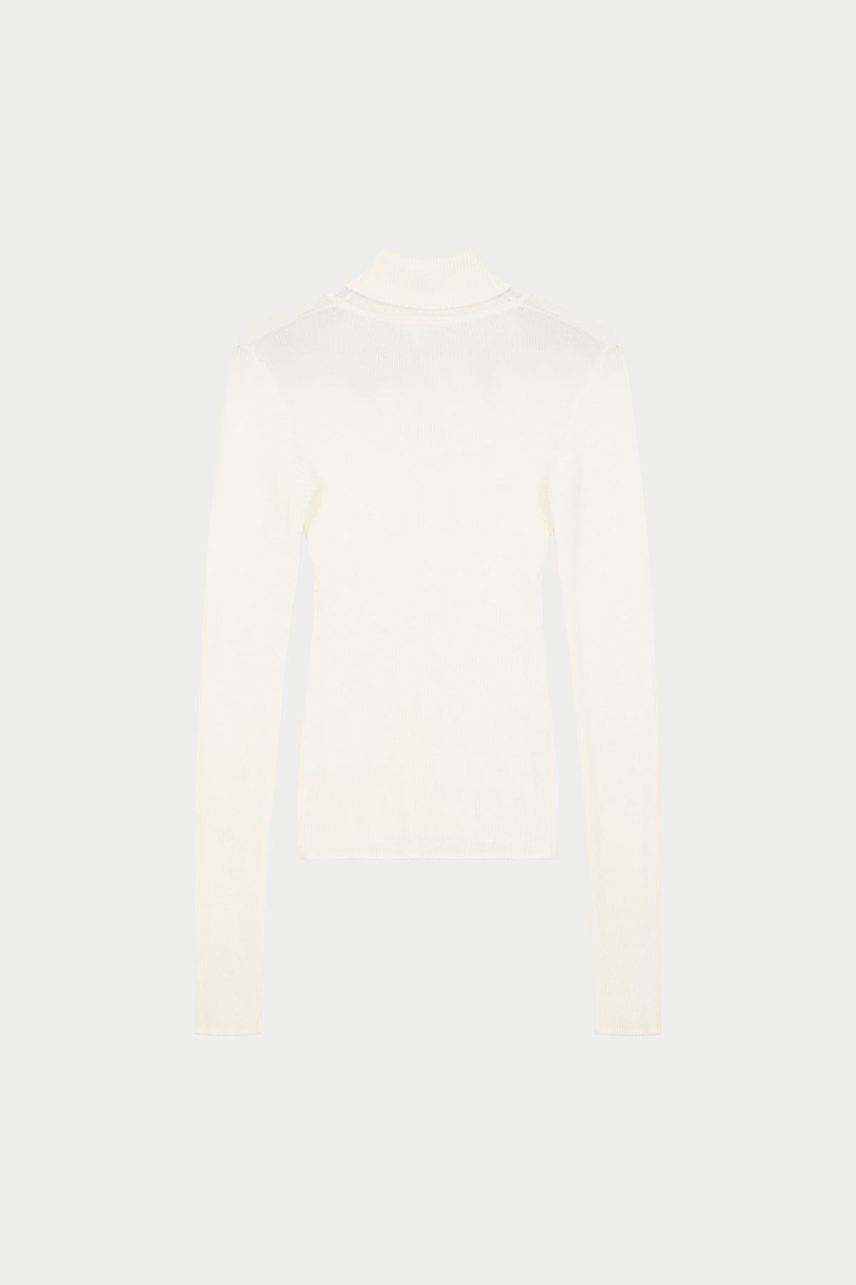 RIBBED ROLL NECK TOP - BONE
