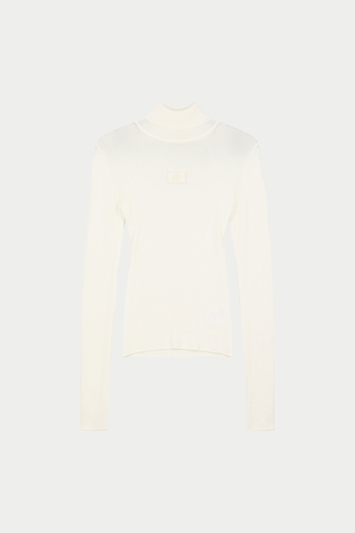 RIBBED ROLL NECK TOP - BONE