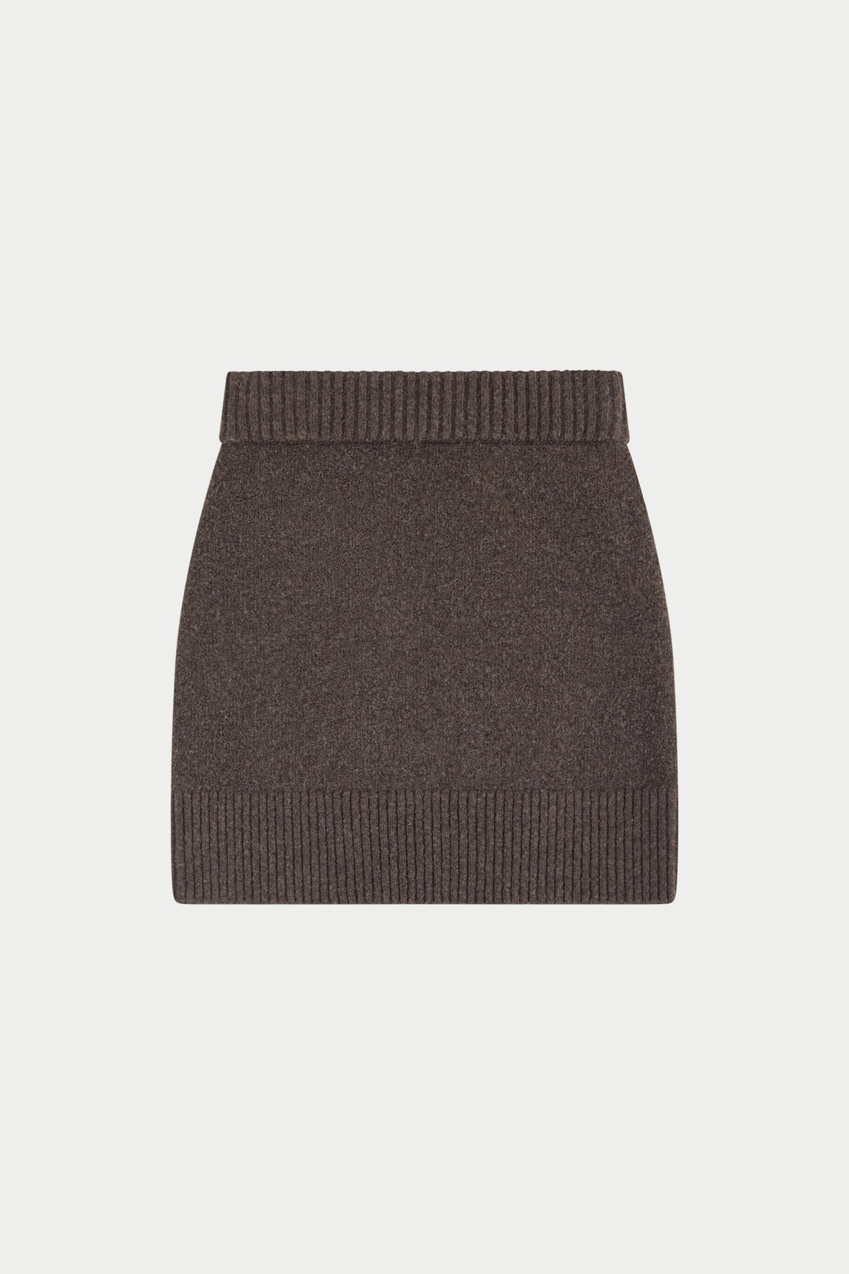 EMBLEM EMBROIDERED KNIT SKIRT - BROWN