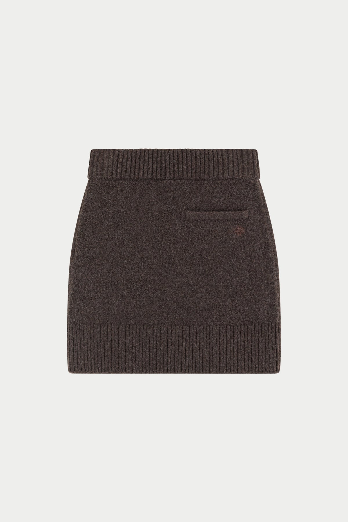 EMBLEM EMBROIDERED KNIT SKIRT - BROWN