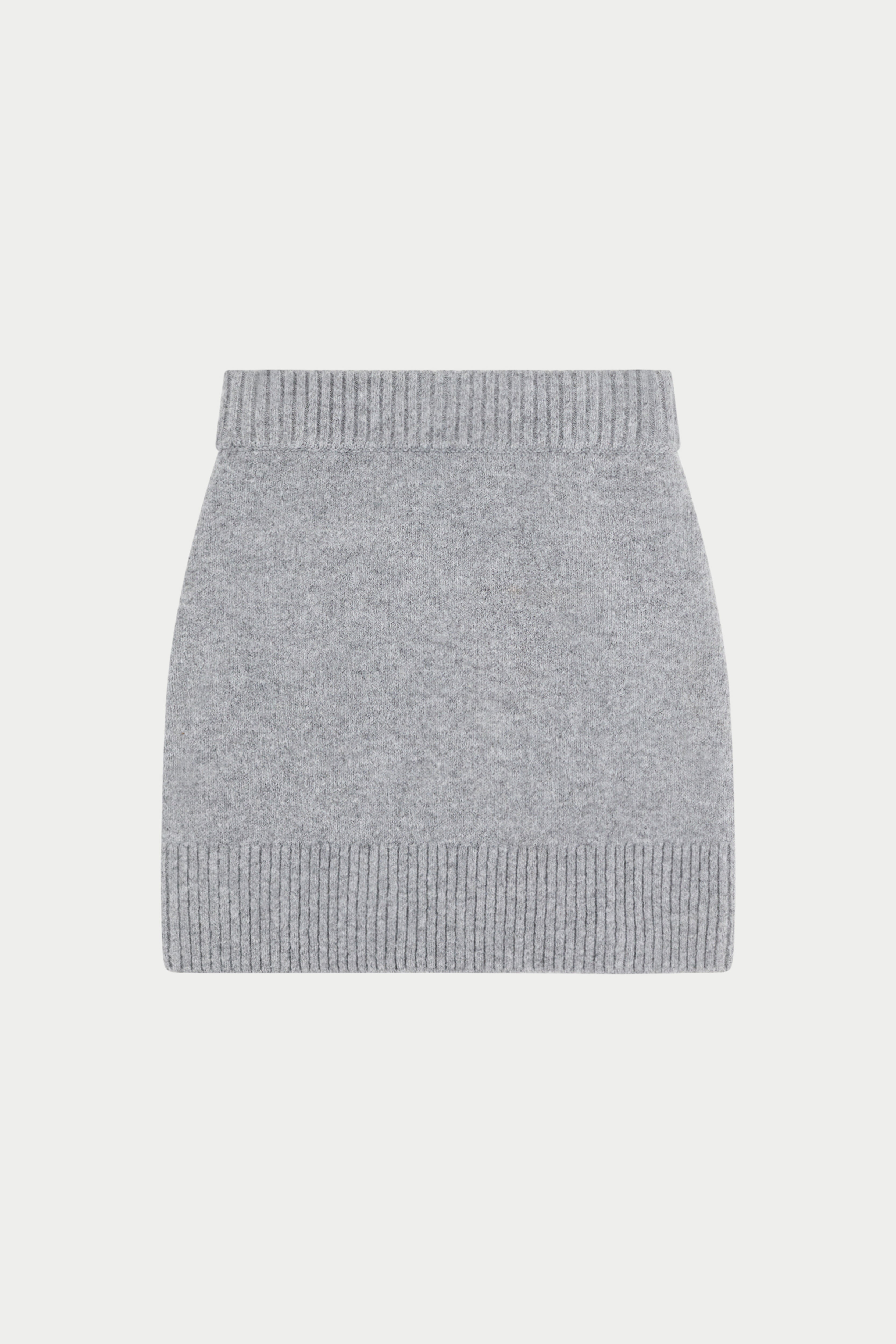 EMBLEM EMBROIDERED KNIT SKIRT - GREY MARL