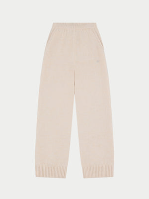 EMBLEM EMBROIDERED KNIT JOGGERS - BUTTERMILK