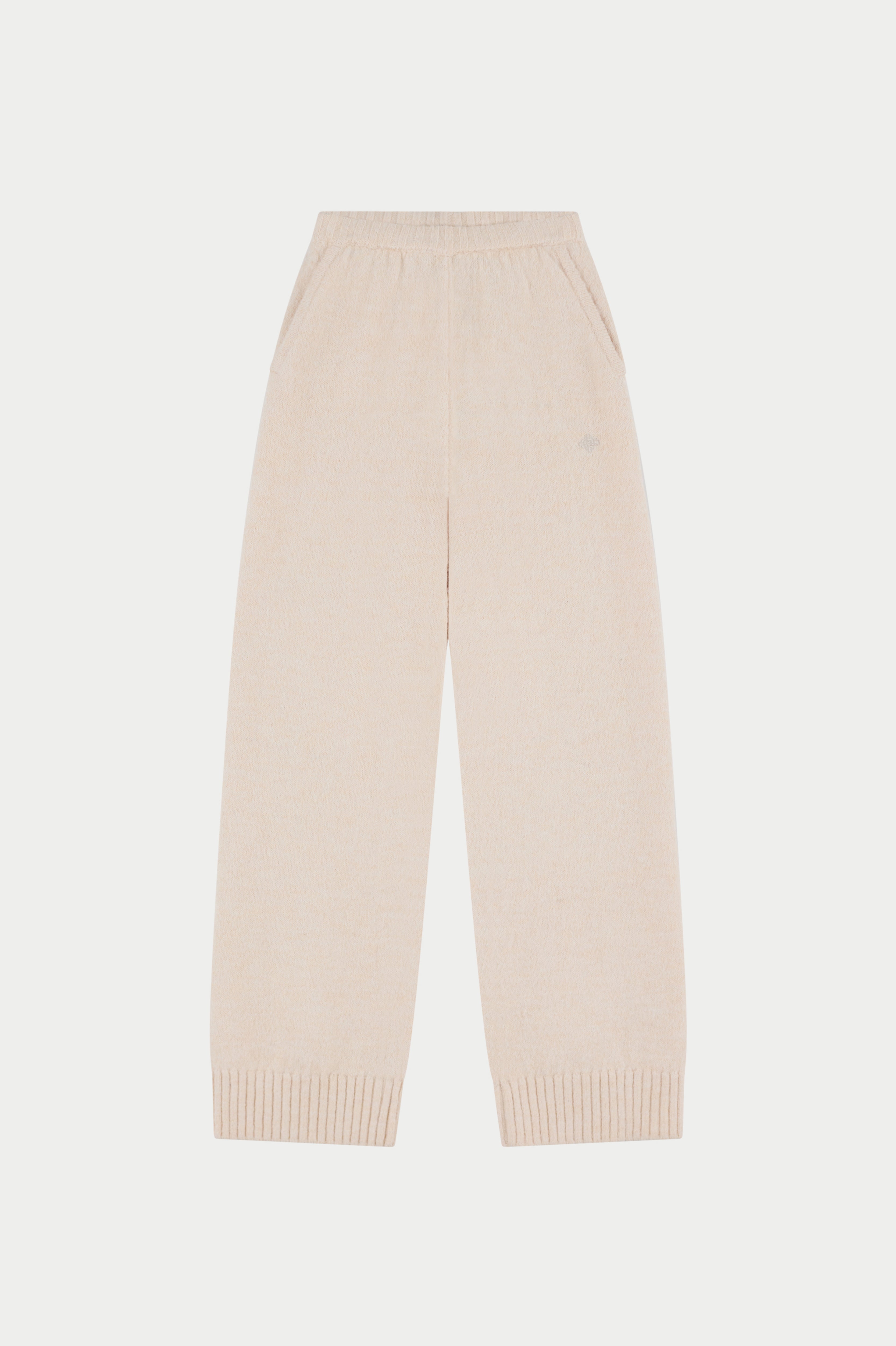 EMBLEM EMBROIDERED KNIT JOGGERS - BUTTERMILK