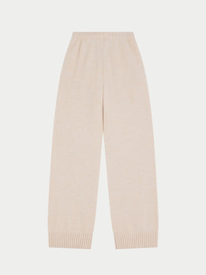 EMBLEM EMBROIDERED KNIT JOGGERS - BUTTERMILK