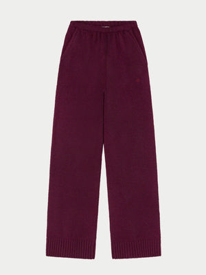 EMBLEM EMBROIDERED KNIT JOGGERS - PLUM