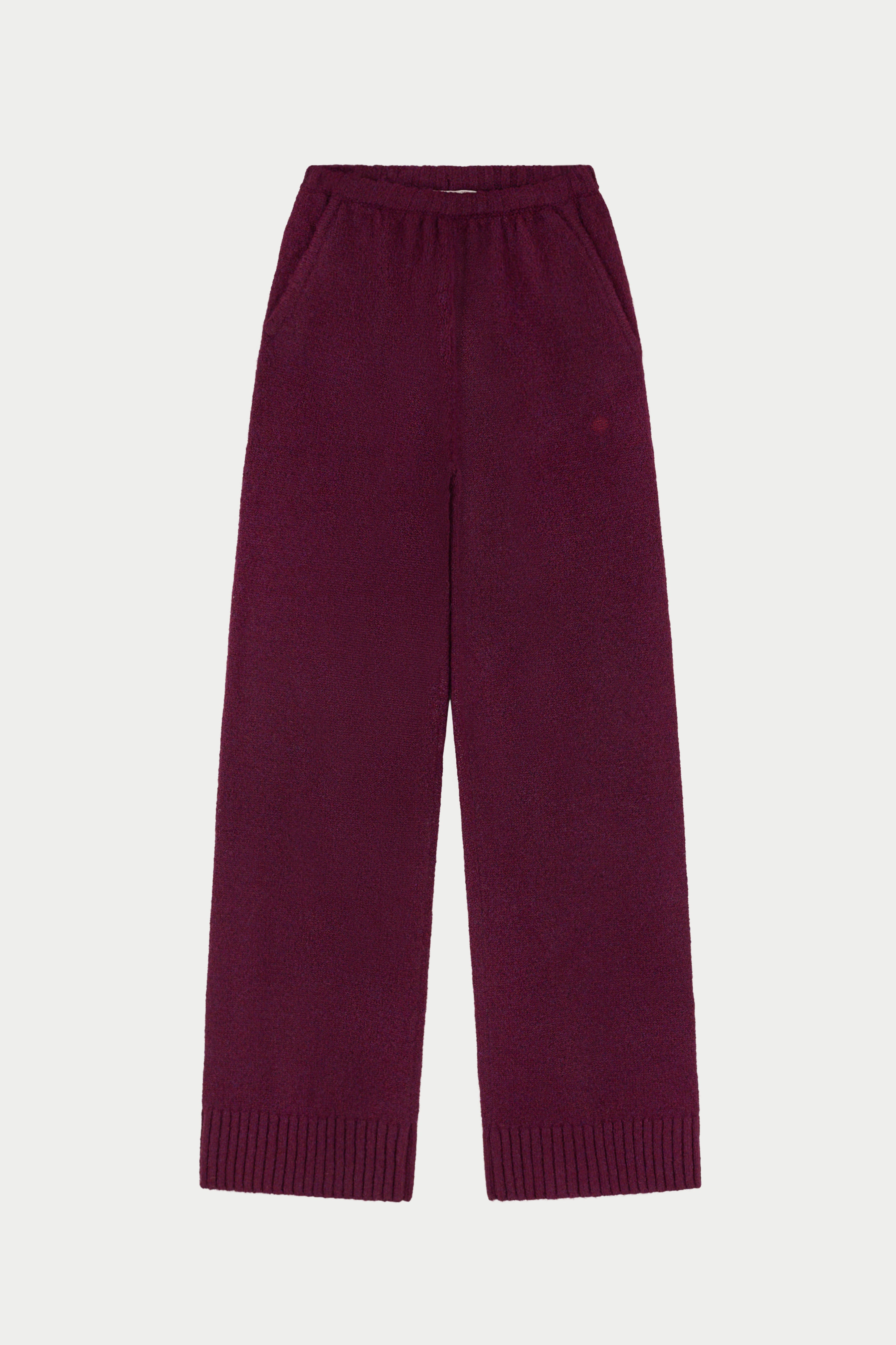 EMBLEM EMBROIDERED KNIT JOGGERS - PLUM