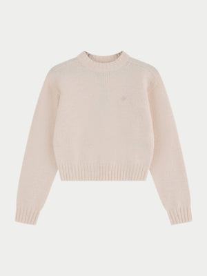 EMBLEM EMBROIDERED KNITTED CREW - BUTTERMILK