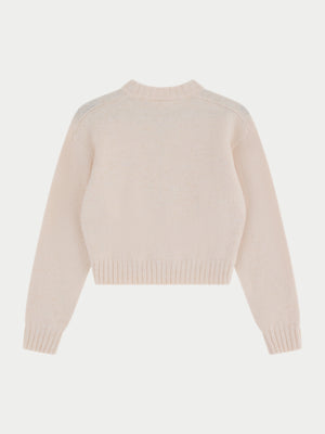 EMBLEM EMBROIDERED KNITTED CREW - BUTTERMILK