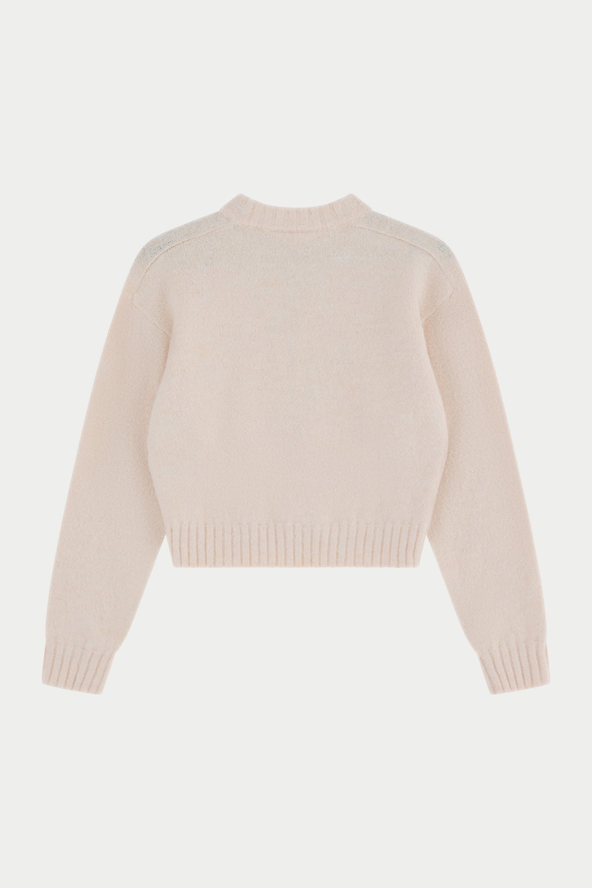 EMBLEM EMBROIDERED KNITTED CREW - BUTTERMILK