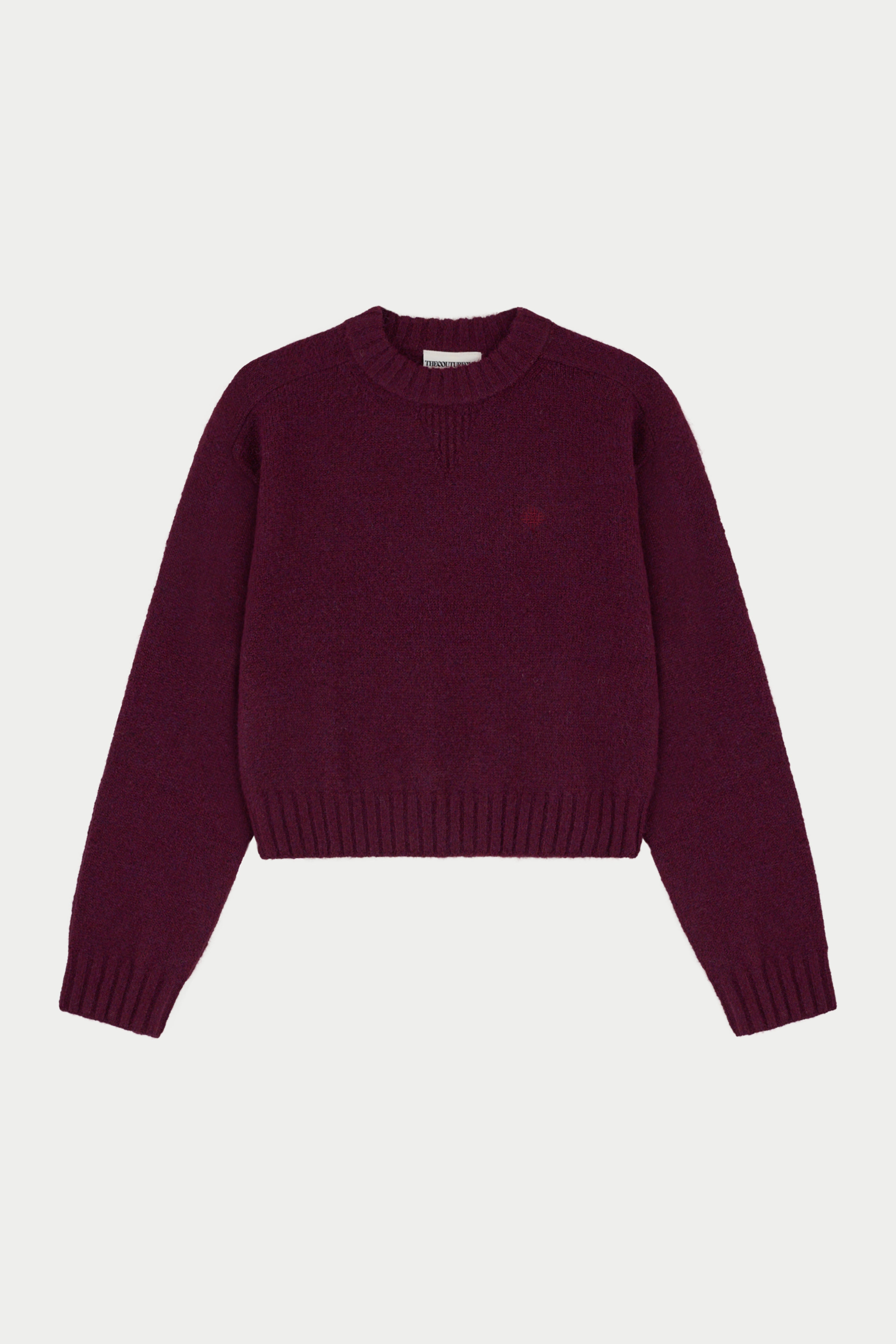 EMBLEM EMBROIDERED KNITTED CREW - PLUM