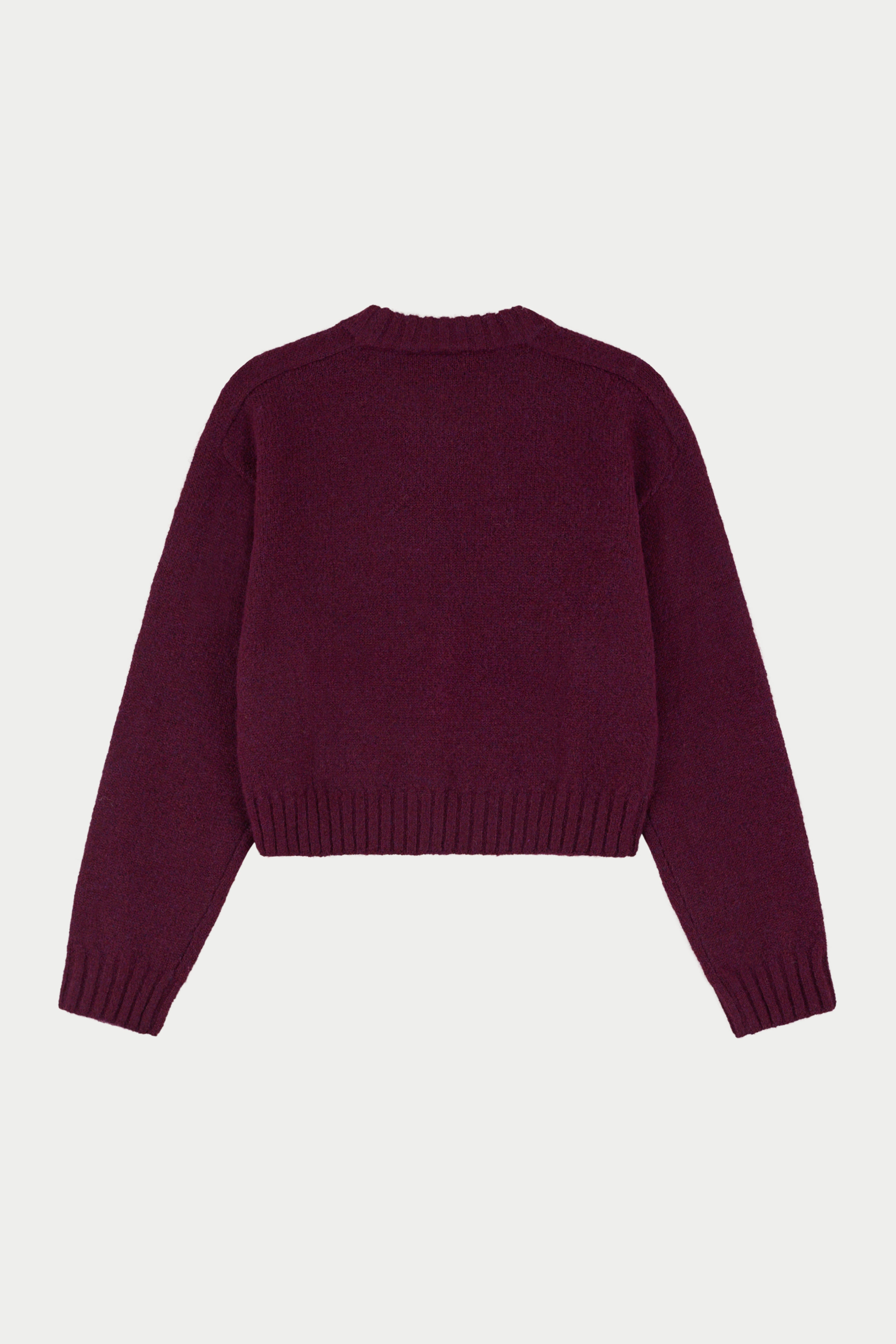 EMBLEM EMBROIDERED KNITTED CREW - PLUM
