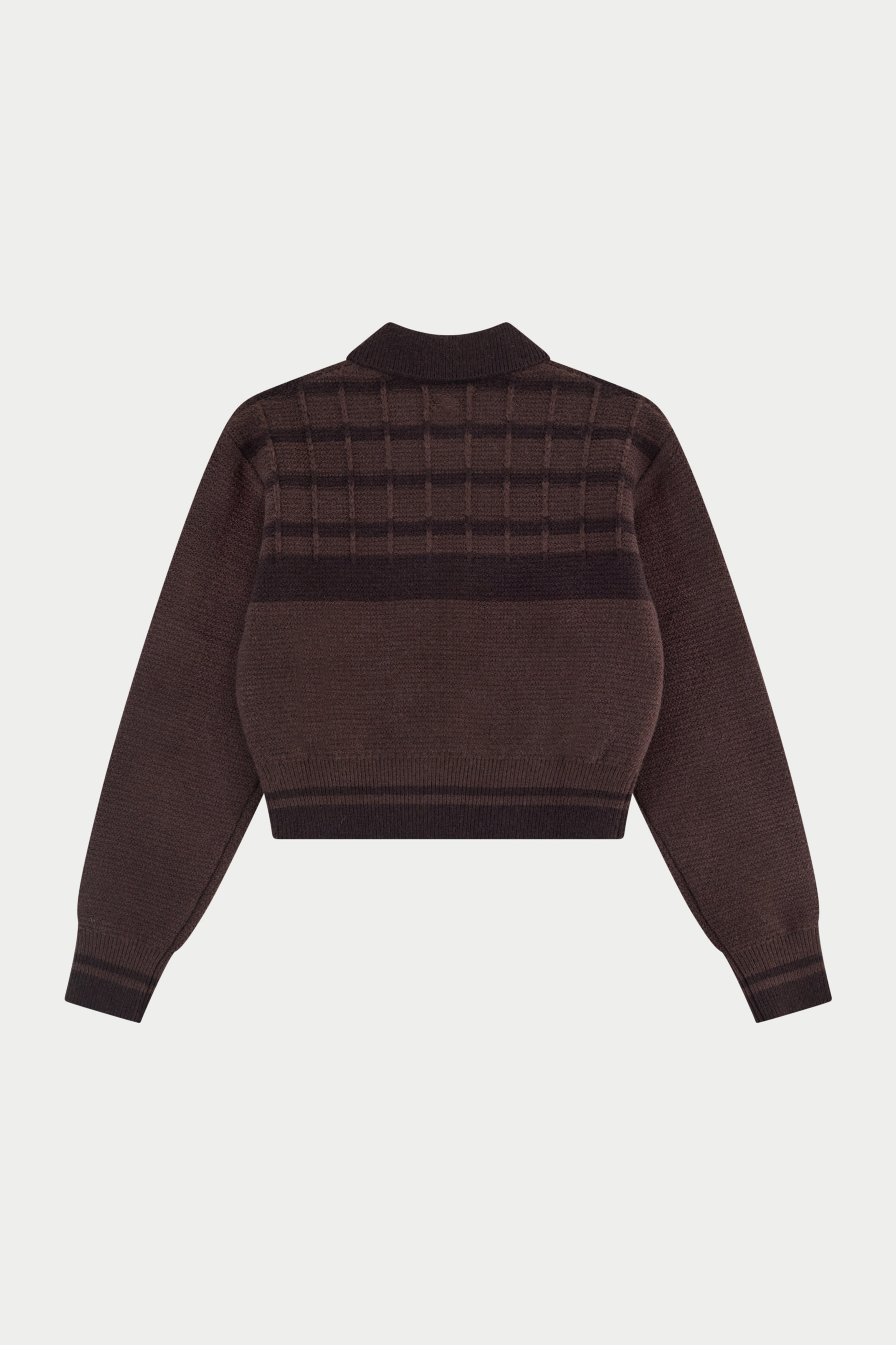 CONTRAST STRIPE KNITTED ZIP THROUGH - CHOCOLATE