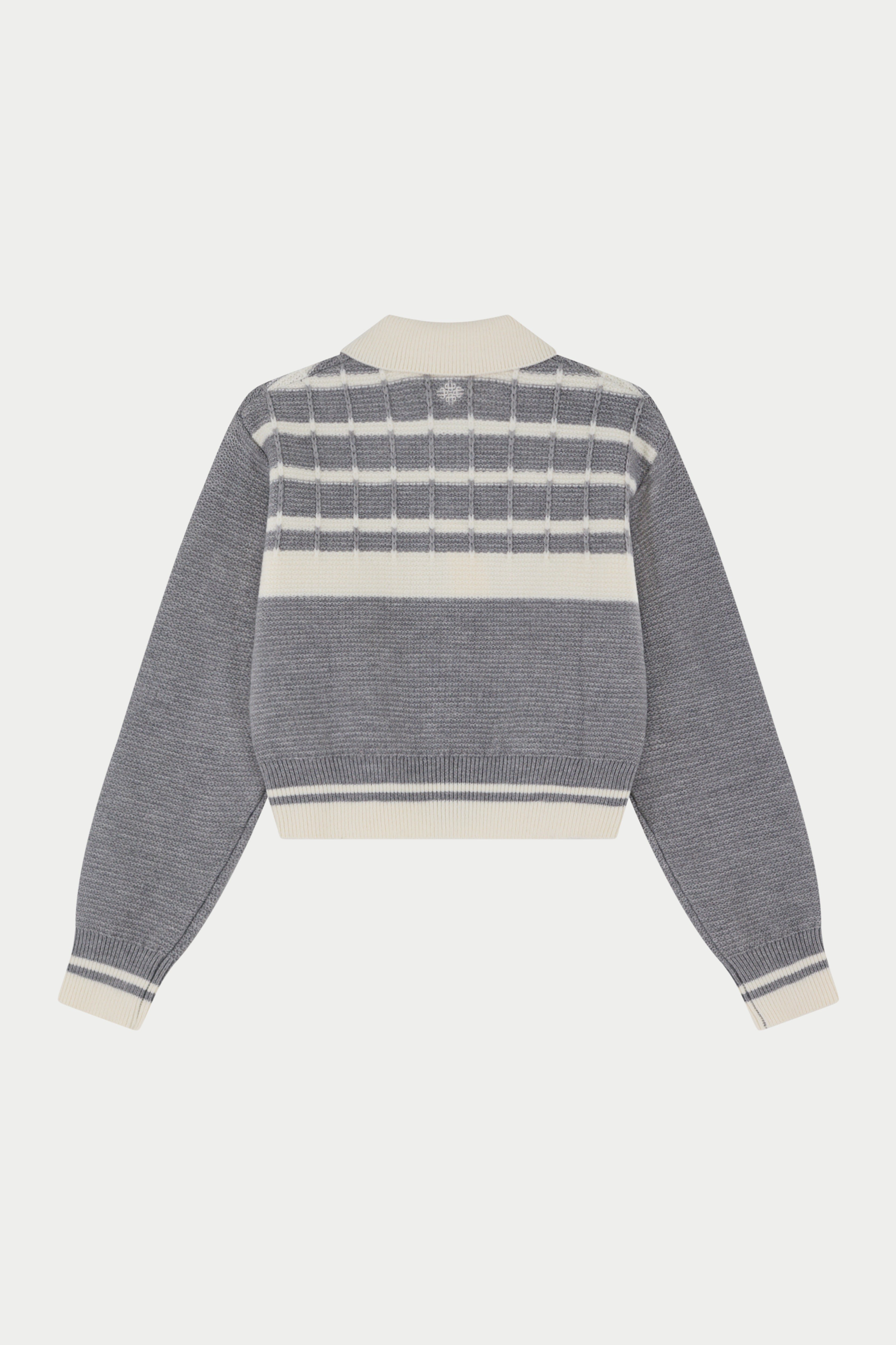 CONTRAST STRIPE KNITTED ZIP THROUGH - GREY