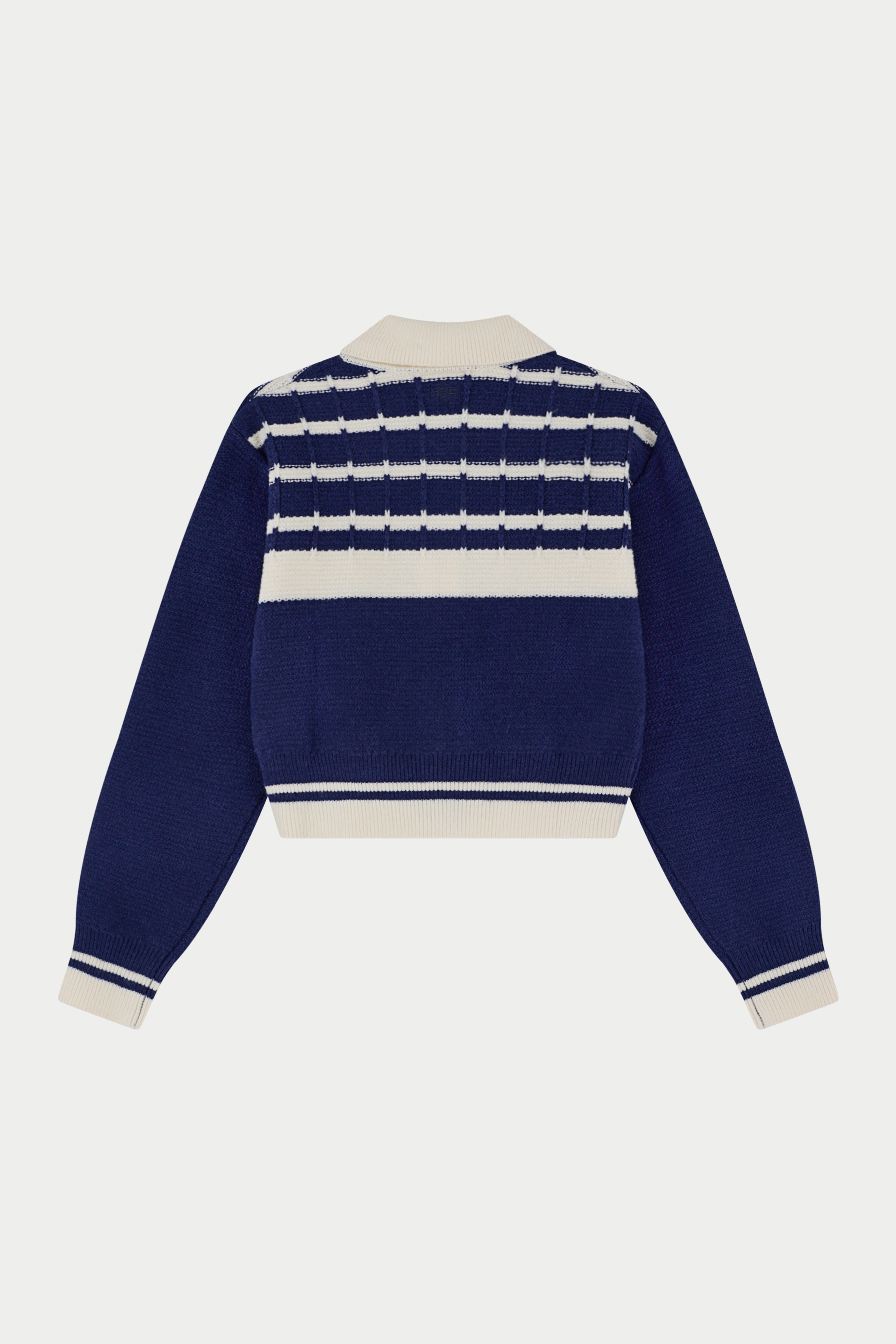 CONTRAST STRIPE KNITTED ZIP THROUGH - NAVY