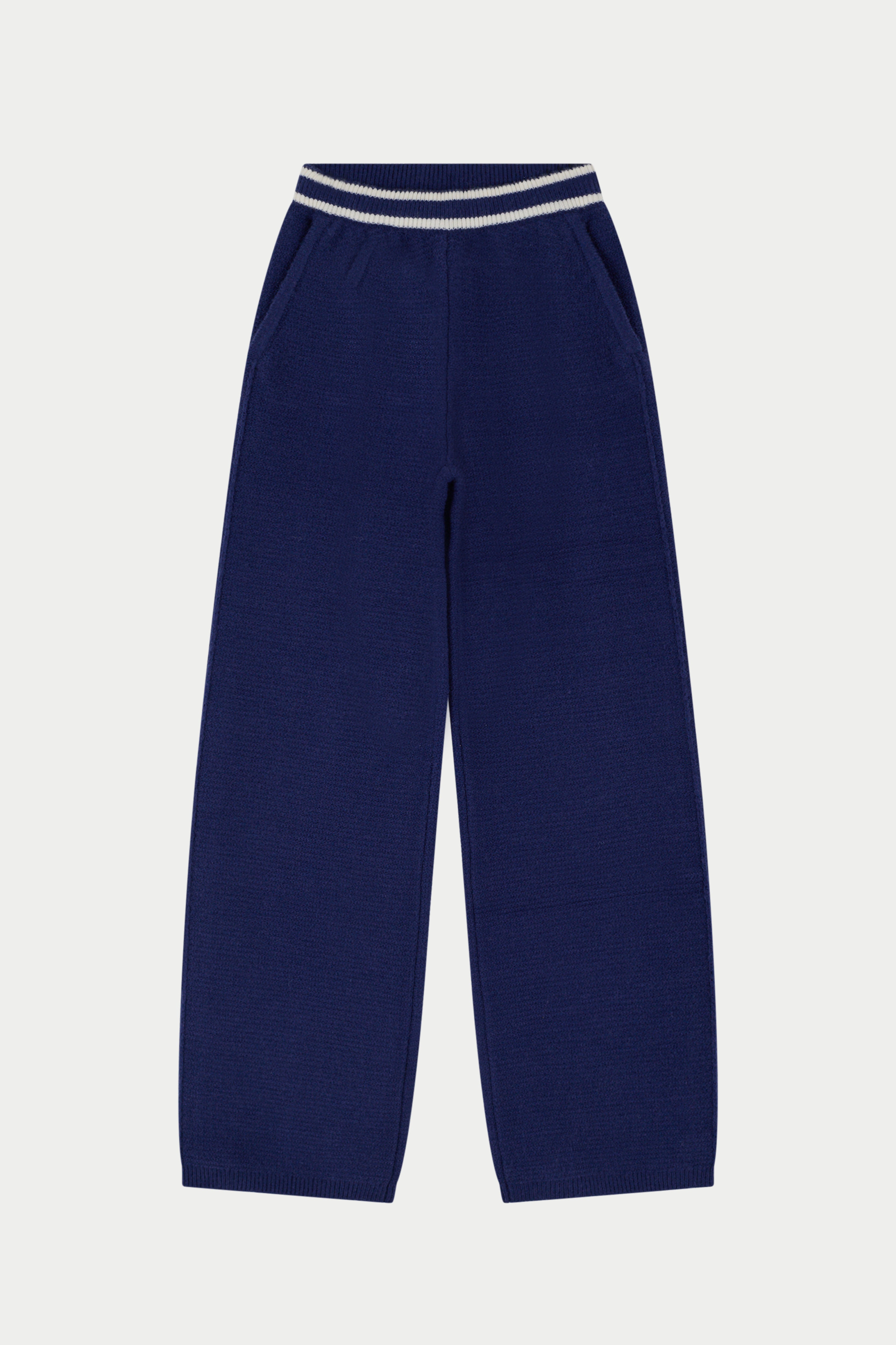 CONTRAST STRIPE KNITTED JOGGERS - NAVY