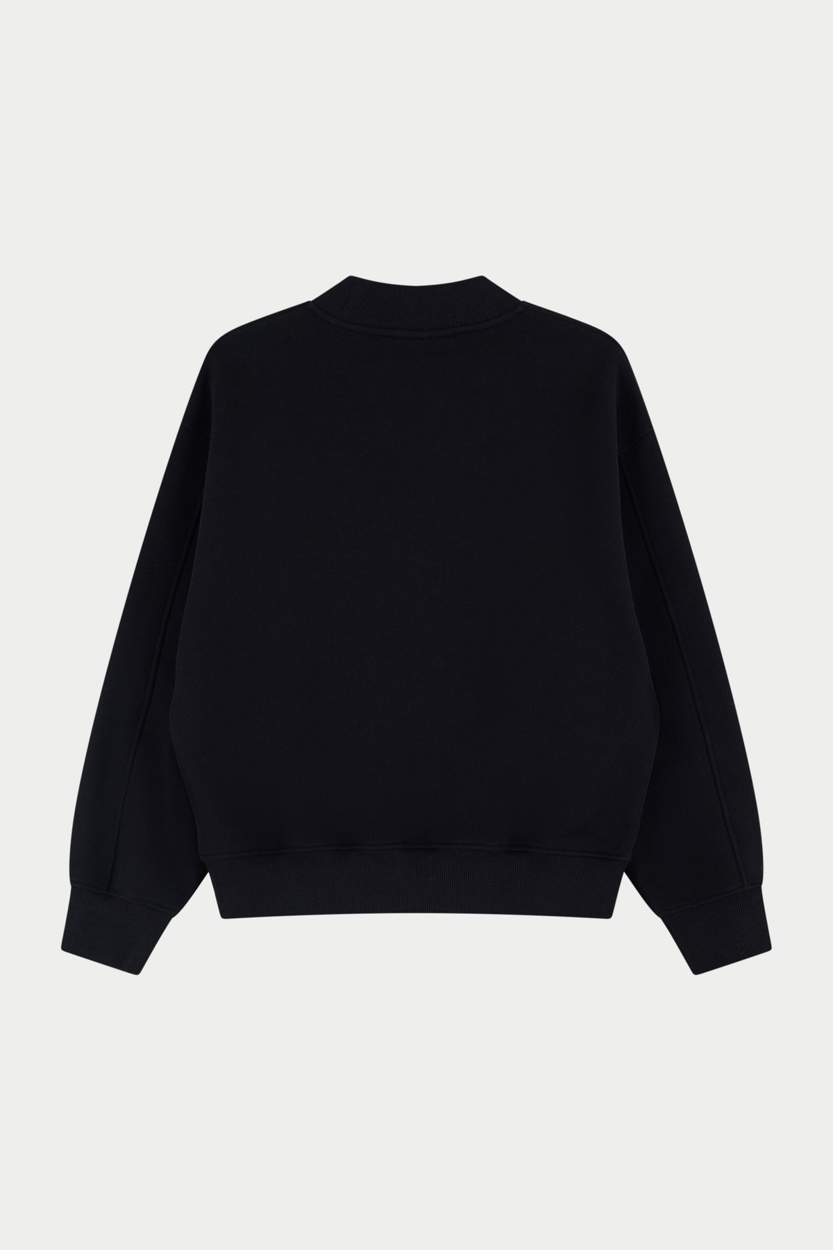 CHENILLE EMBLEM MOCK NECK CREW - BLACK