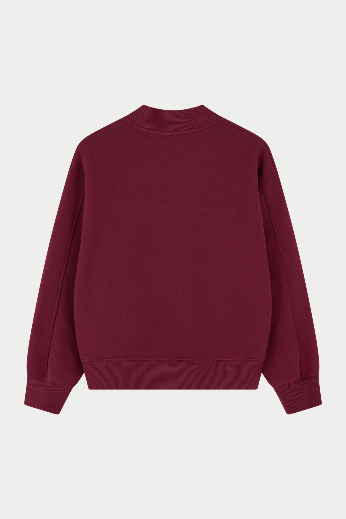 CHENILLE EMBLEM MOCK NECK CREW - BURGUNDY