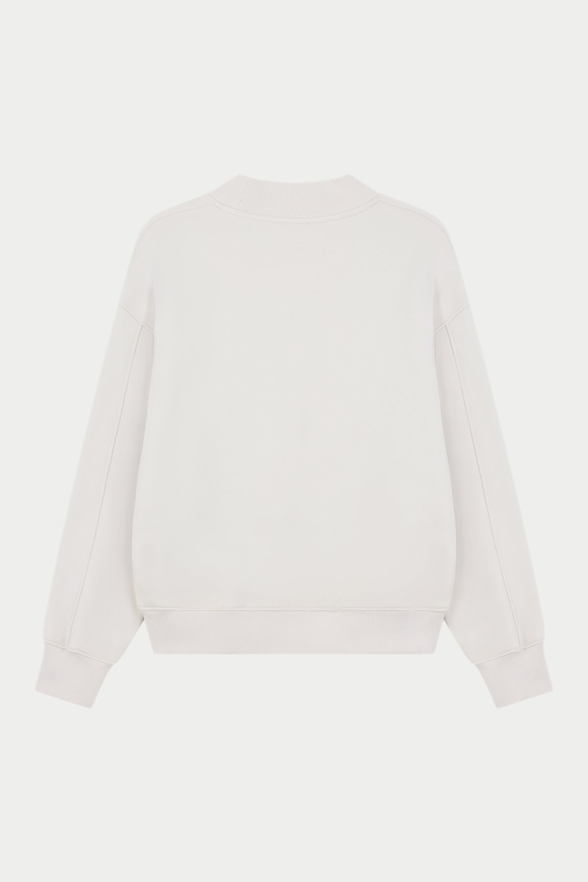 CHENILLE EMBLEM MOCK NECK CREW - BONE