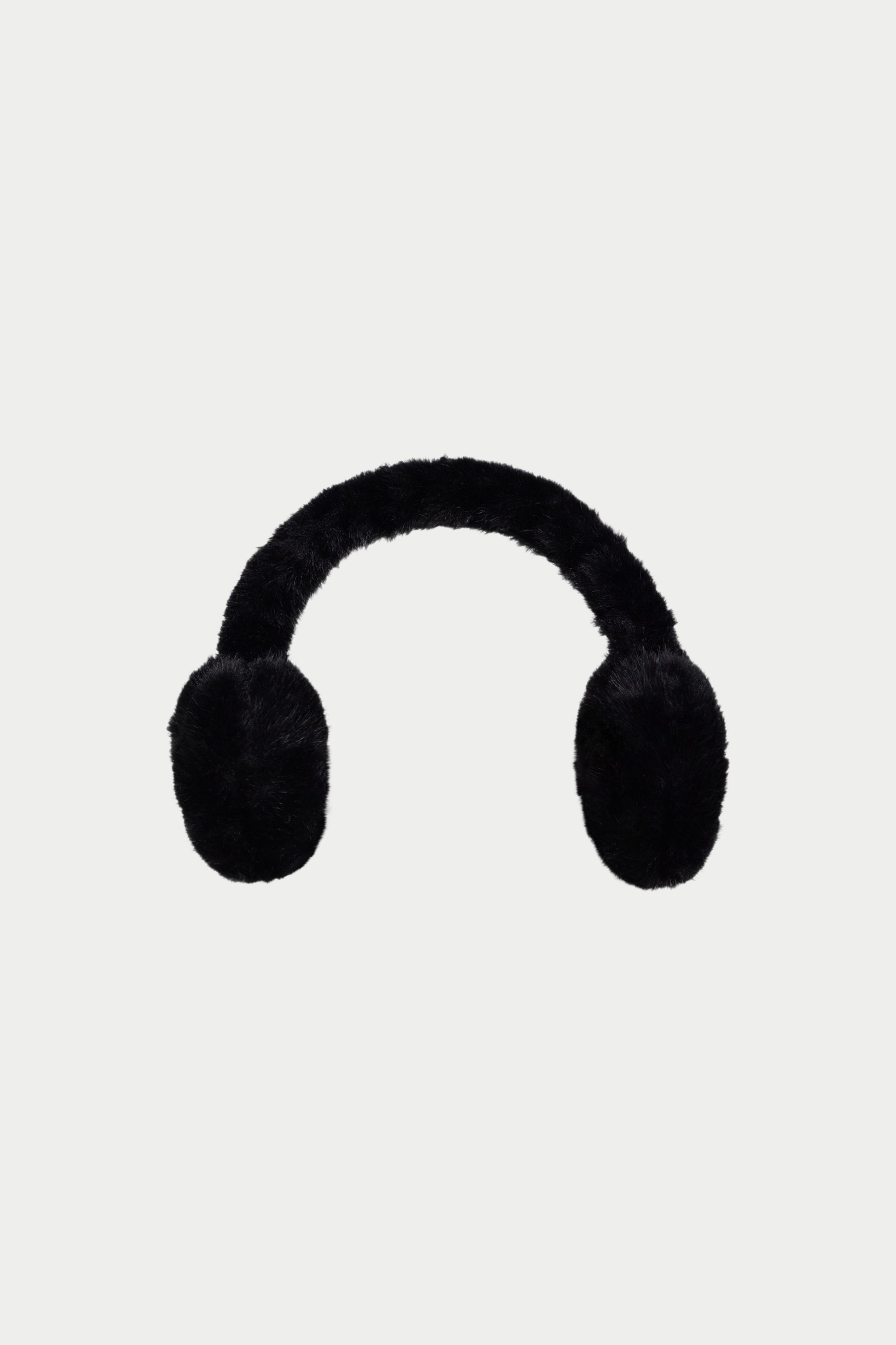 FAUX FUR SINGLE SCRIPT EARMUFFS - BLACK