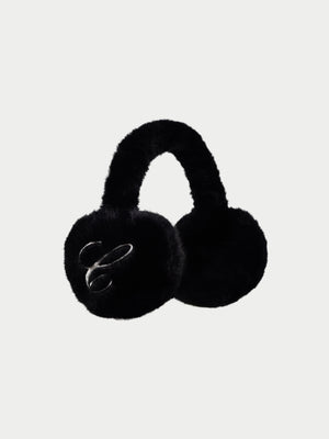 FAUX FUR SINGLE SCRIPT EARMUFFS - BLACK