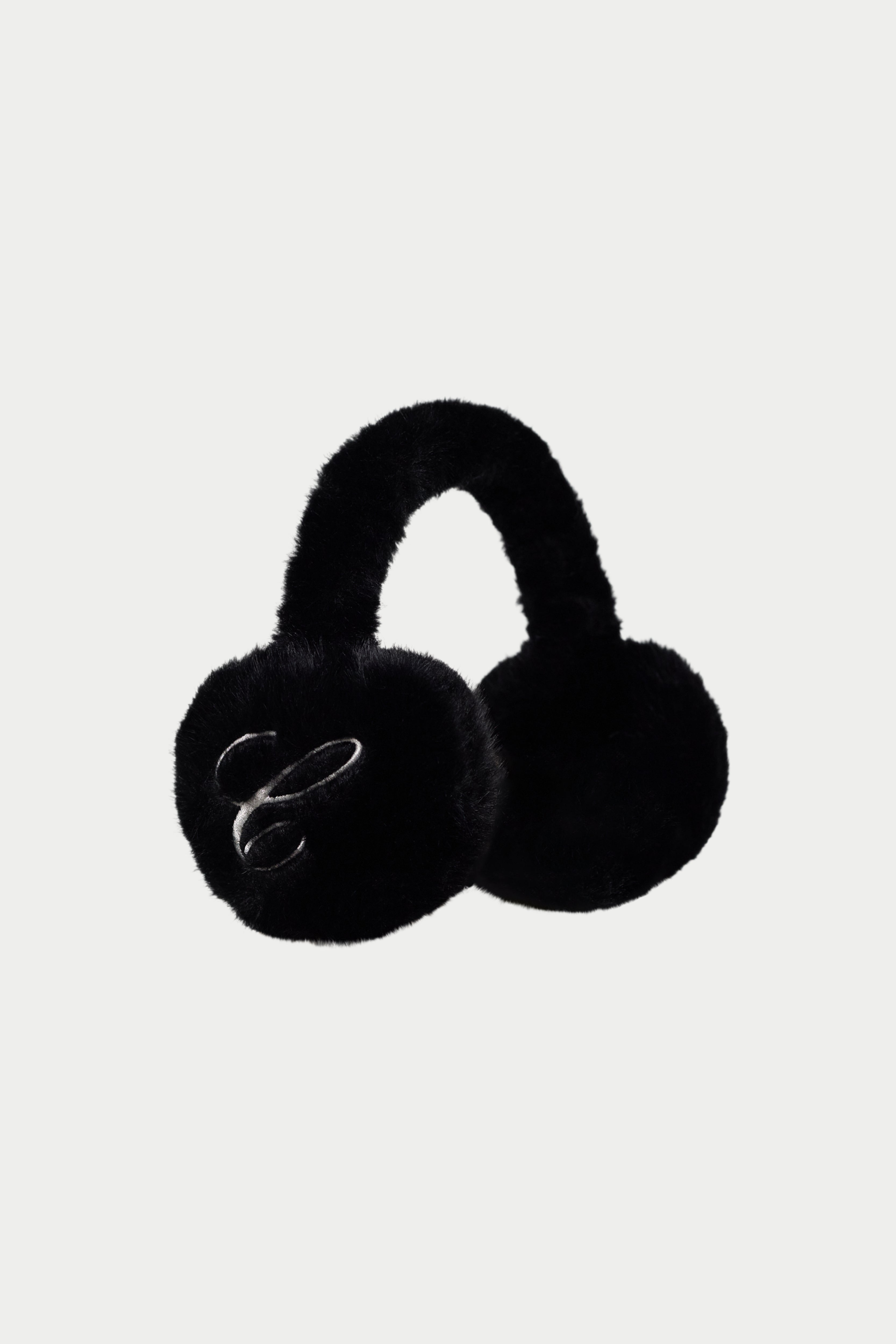 FAUX FUR SINGLE SCRIPT EARMUFFS - BLACK