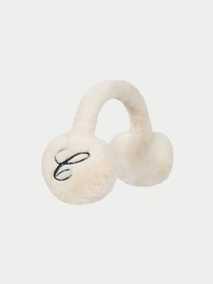 FAUX FUR SINGLE SCRIPT EARMUFFS - CREAM
