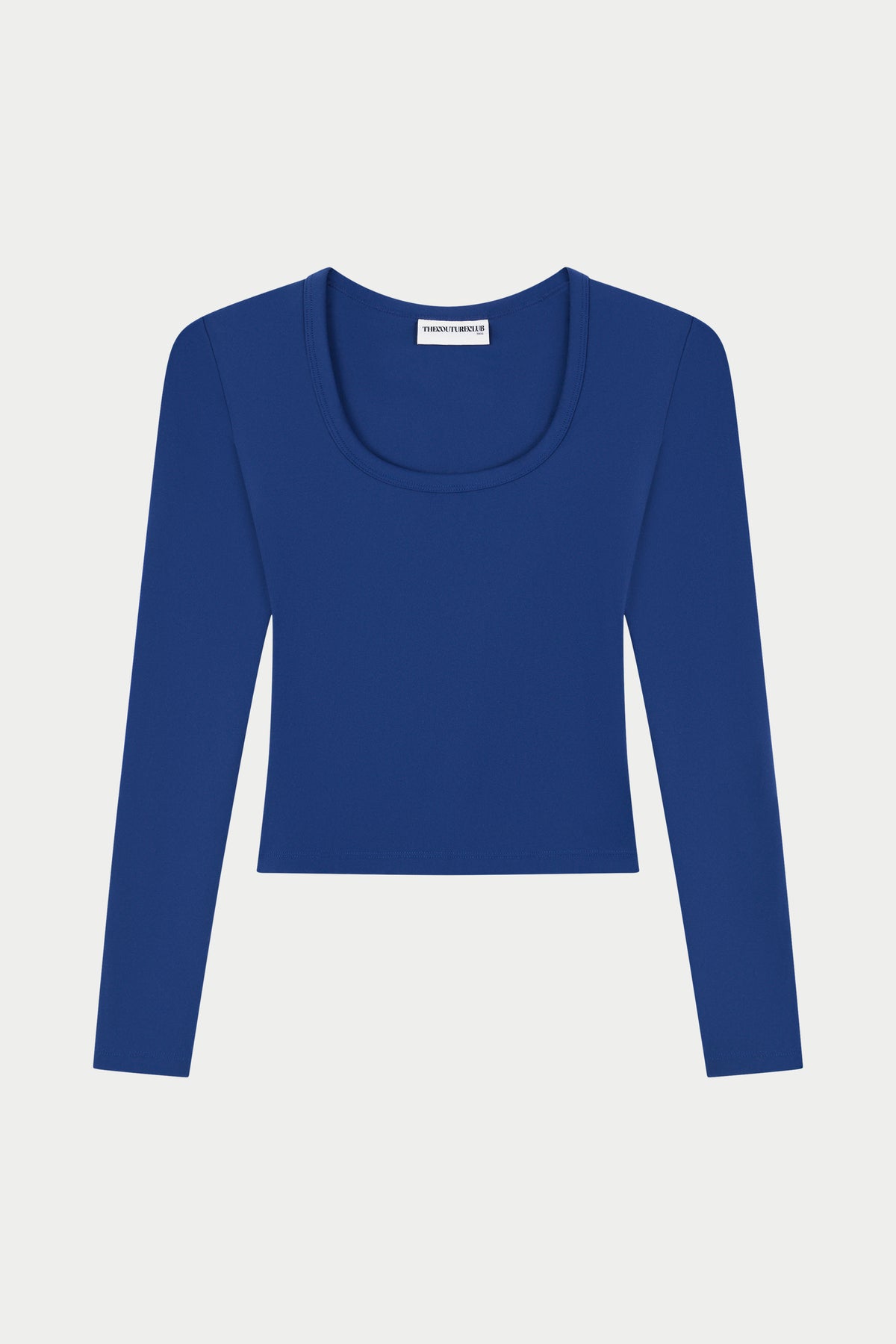 SCULPTING STRETCH SCOOP NECK LONG SLEEVE TOP - BLUE