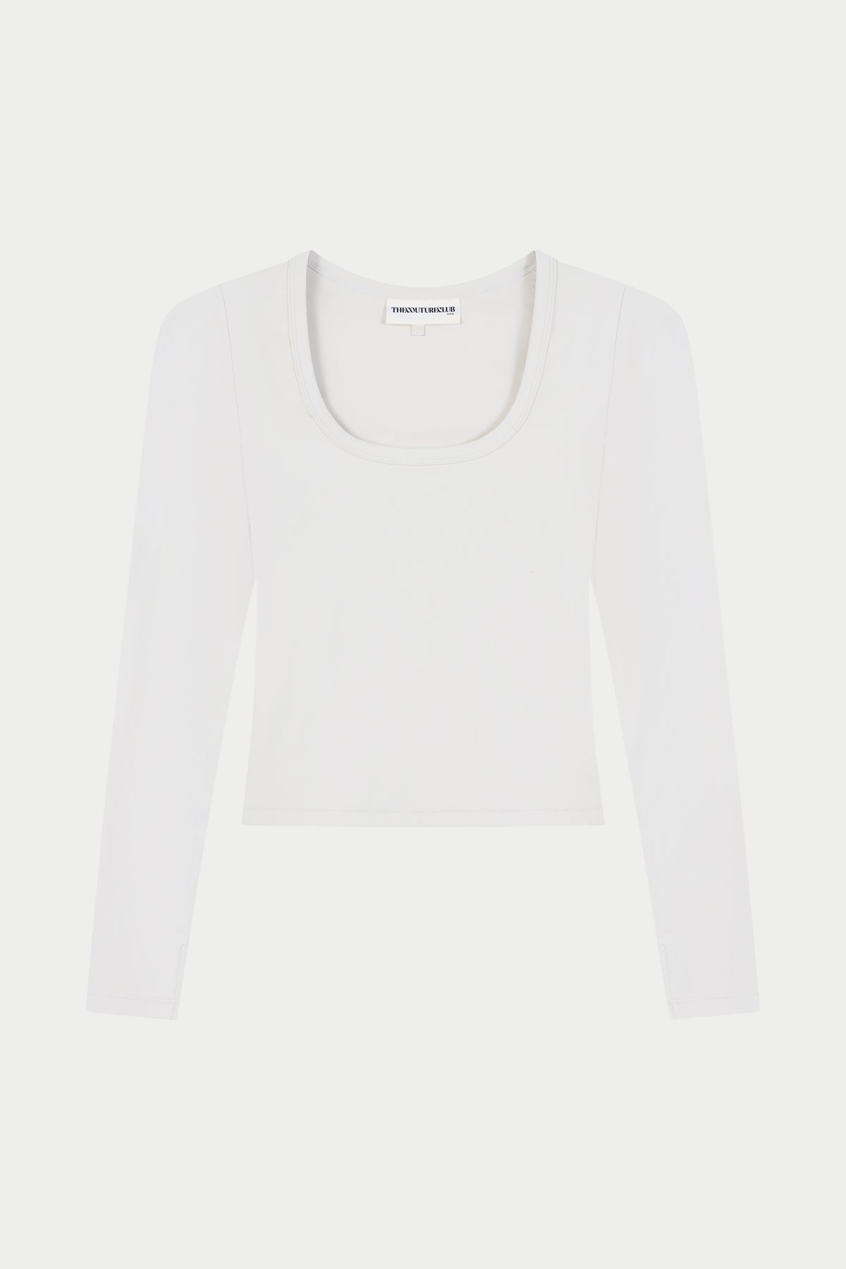 SCULPTING STRETCH SCOOP NECK LONG SLEEVE TOP - BONE