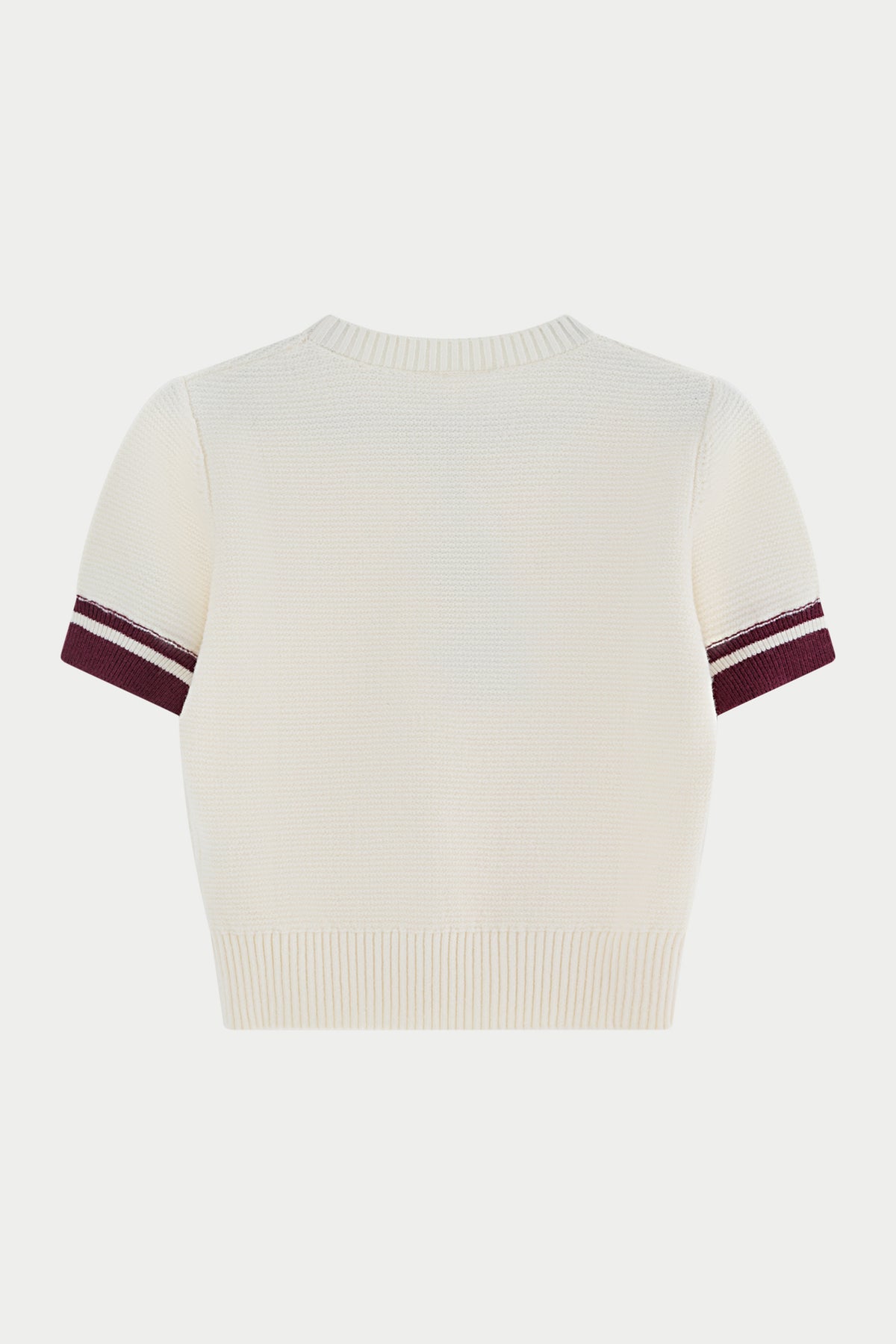 CONTRAST STRIPE SHORT SLEEVE KNIT TEE - OFF WHITE