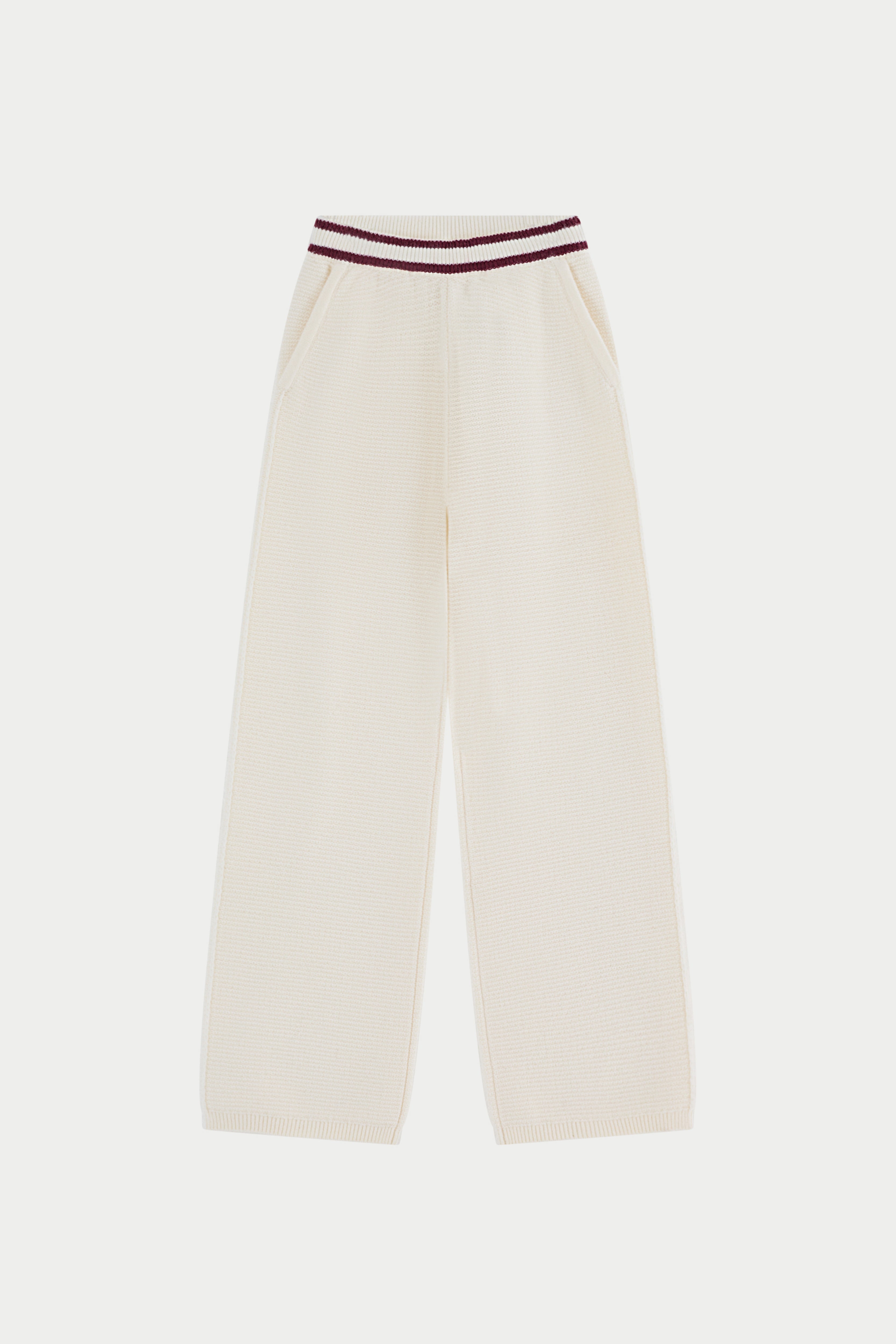 CONTRAST STRIPE KNITTED JOGGERS - OFF WHITE