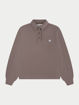 EMBLEM EMBROIDERED RUGBY POLO - COCOA