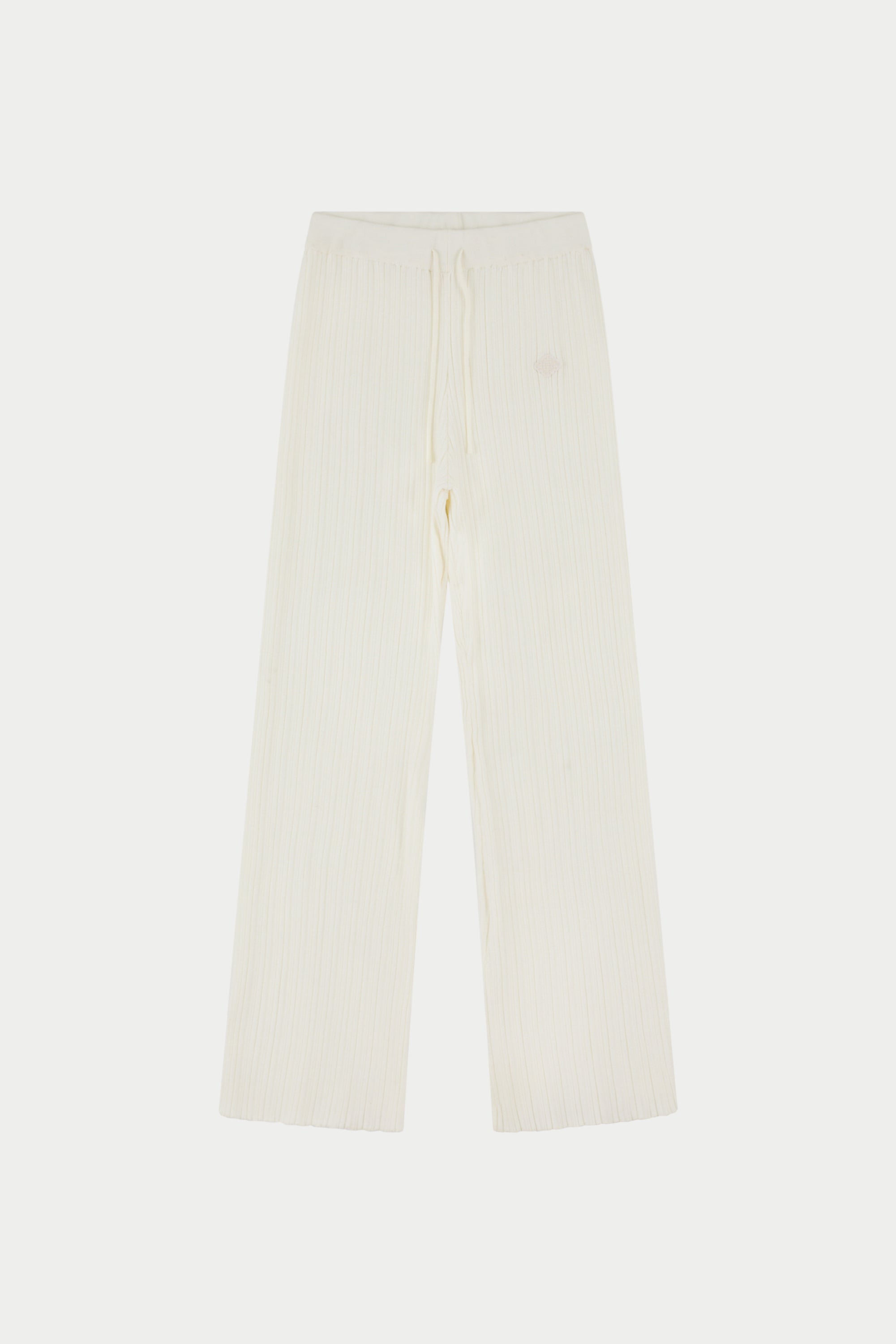 RIBBED KNITTED TROUSERS - CREAM