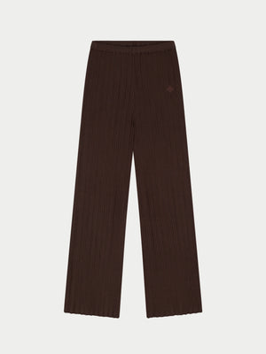 RIBBED KNITTED TROUSERS - CHOCOLATE