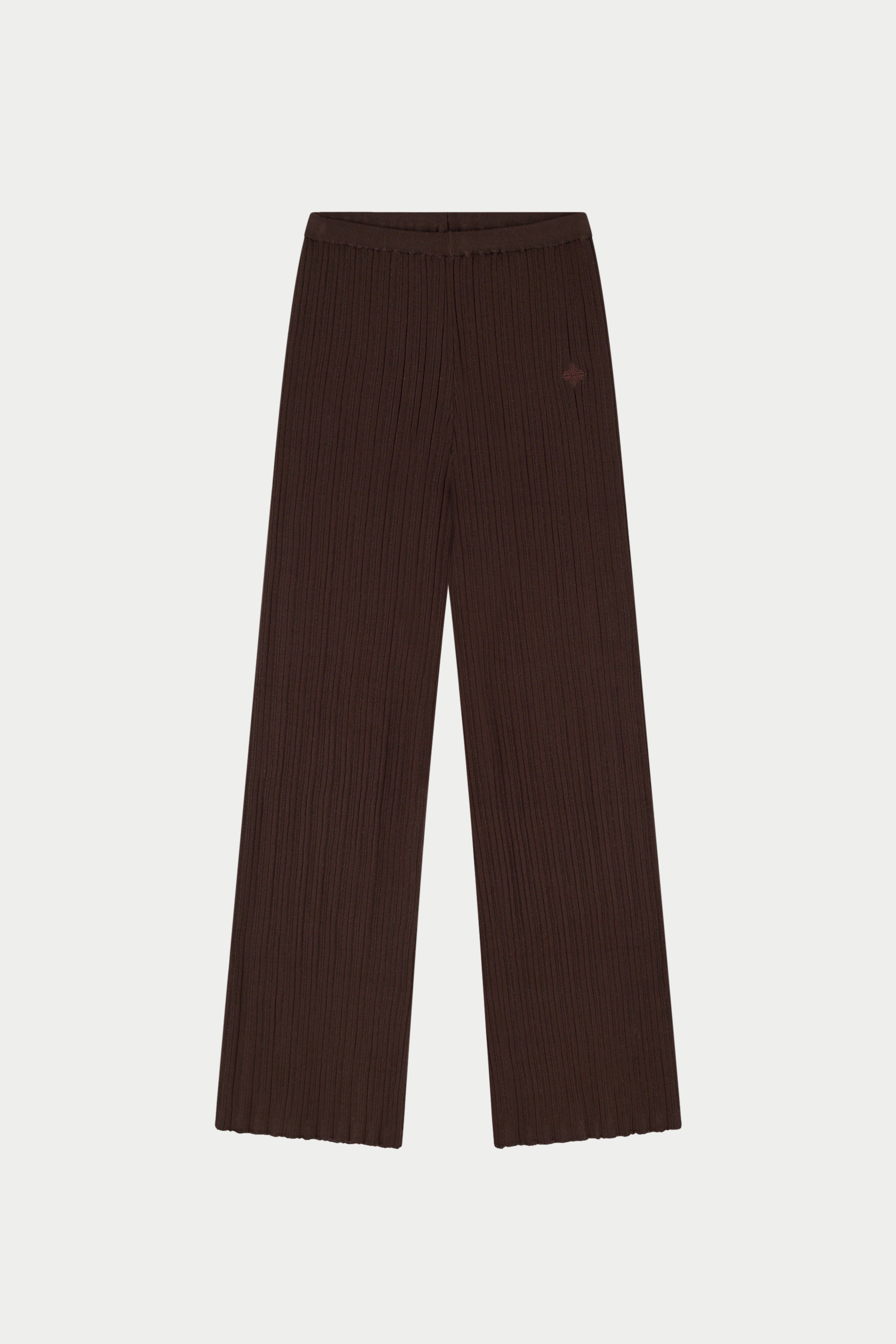 RIBBED KNITTED TROUSERS - CHOCOLATE
